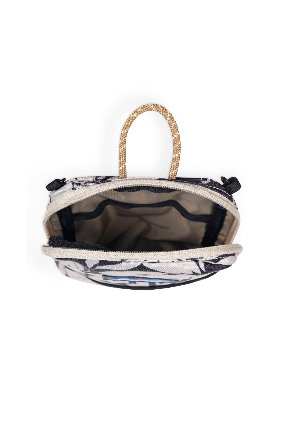 Kavu Essential Case Crossbody Bag Black/White Fronds