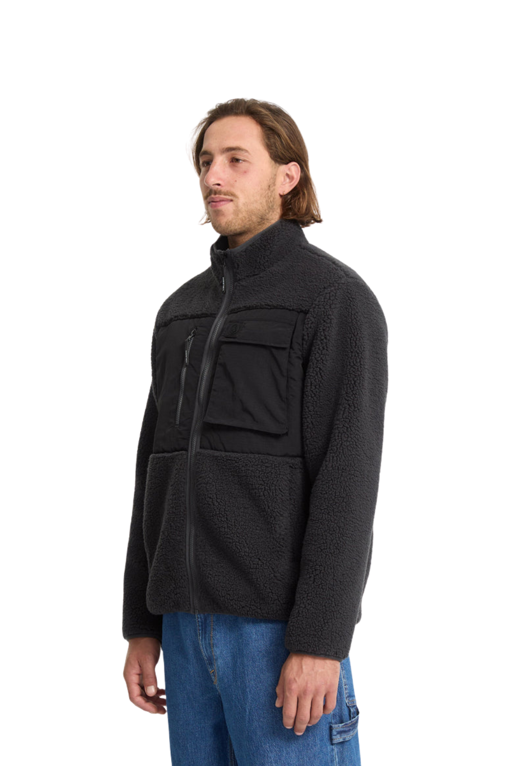 Volcom Mens Storm Stone Full Zip Fleece Jacket Asphalt Black