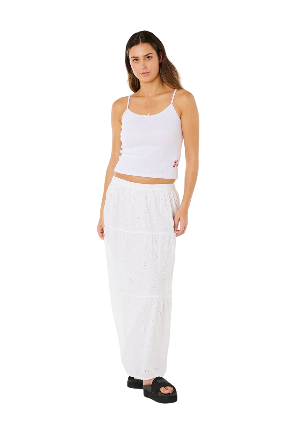 Rip Curl Oasis Broderie Maxi Skirt White