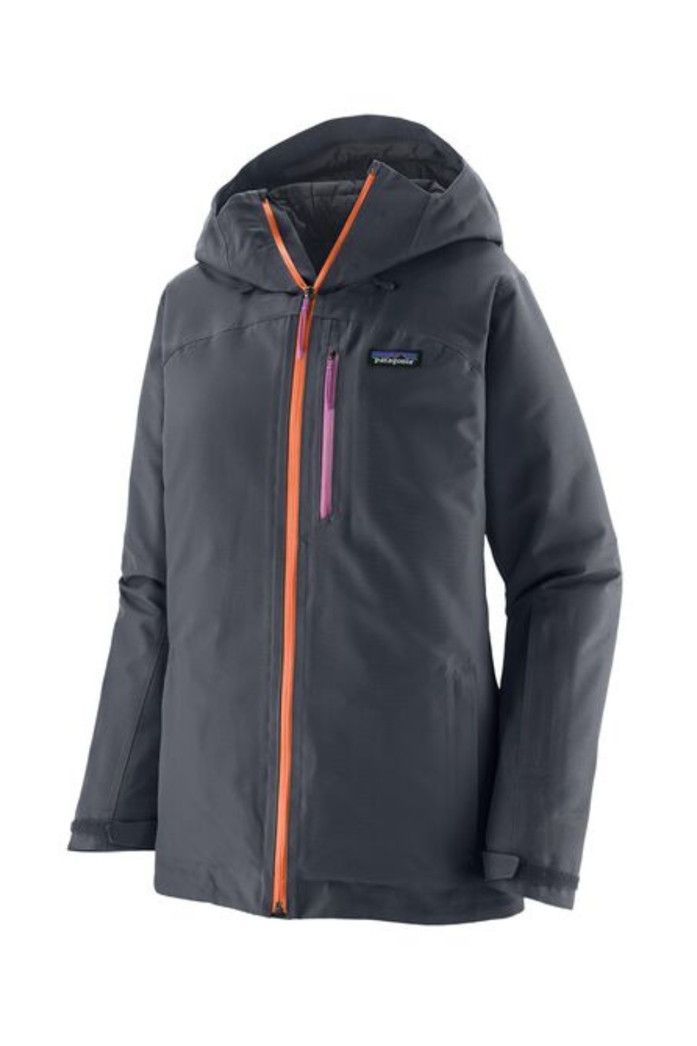 Patagonia Womens Insulated Powder Town Snow Jacket Smolder Blue/Orange Peel