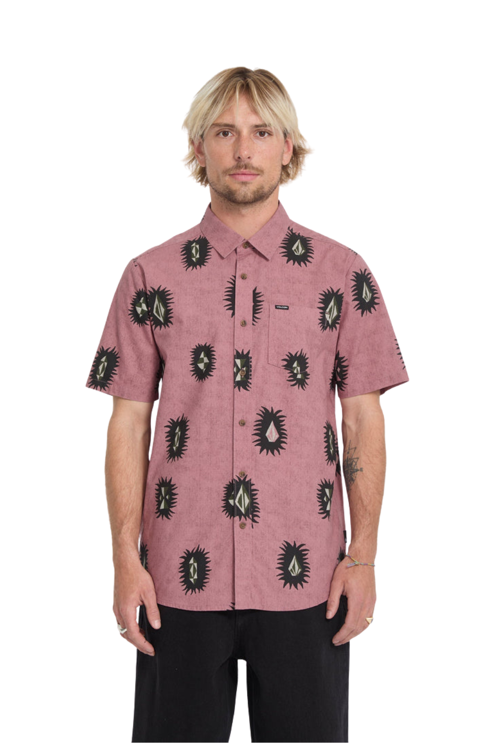 Volcom Markerstone Mens Short Sleeve Shirt Stone Rose