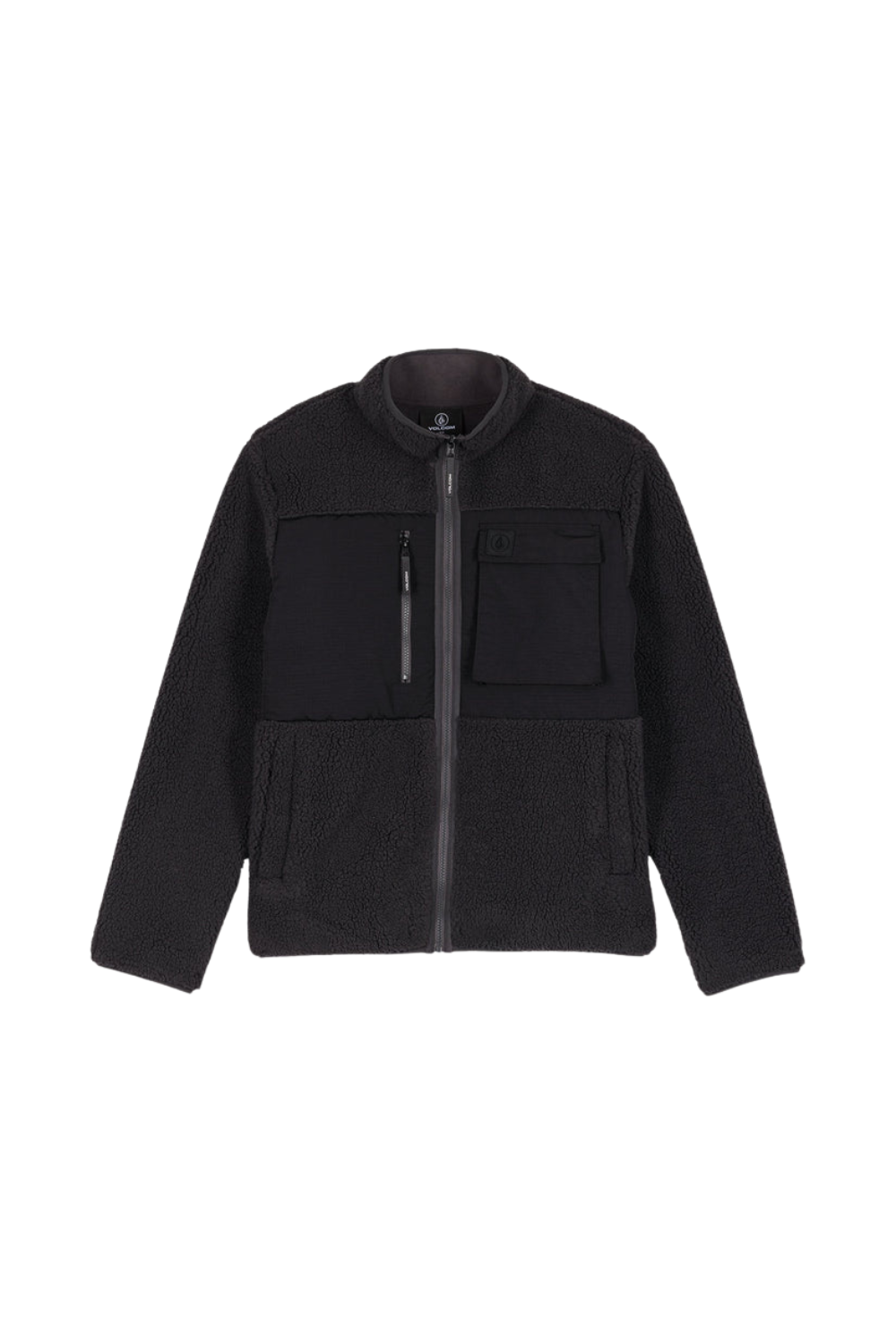 Volcom Mens Storm Stone Full Zip Fleece Jacket Asphalt Black