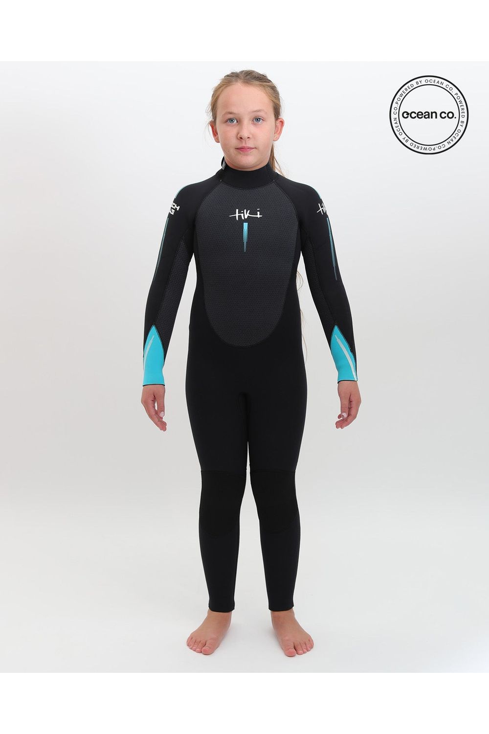 Tiki Junior Tech 5/4/3 Wetsuit GBS Steamer - Back Zip - Black/Blue
