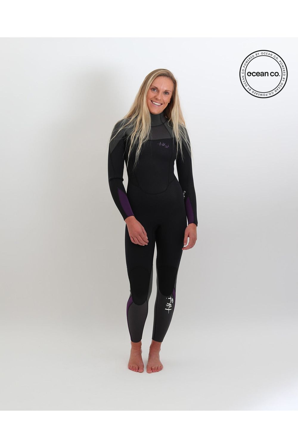 Tiki Ladies Tech 4/3 Wetsuit GBS - Back Zip - Black/Mulberry