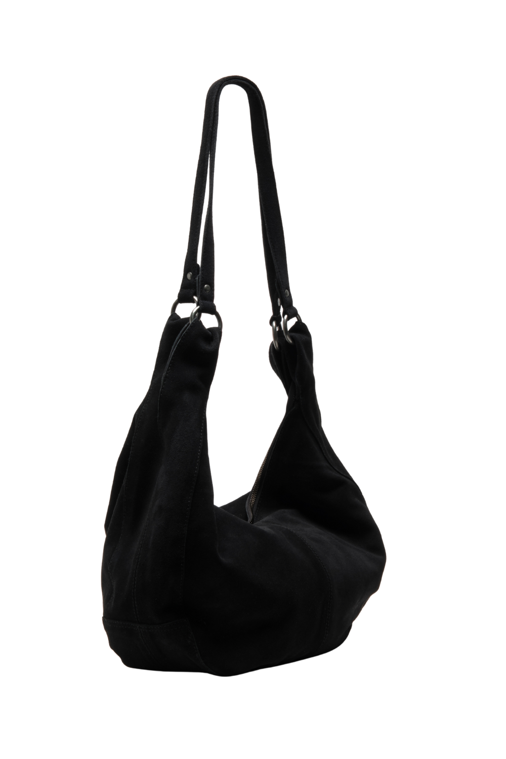 Black shoulder bag on a white background