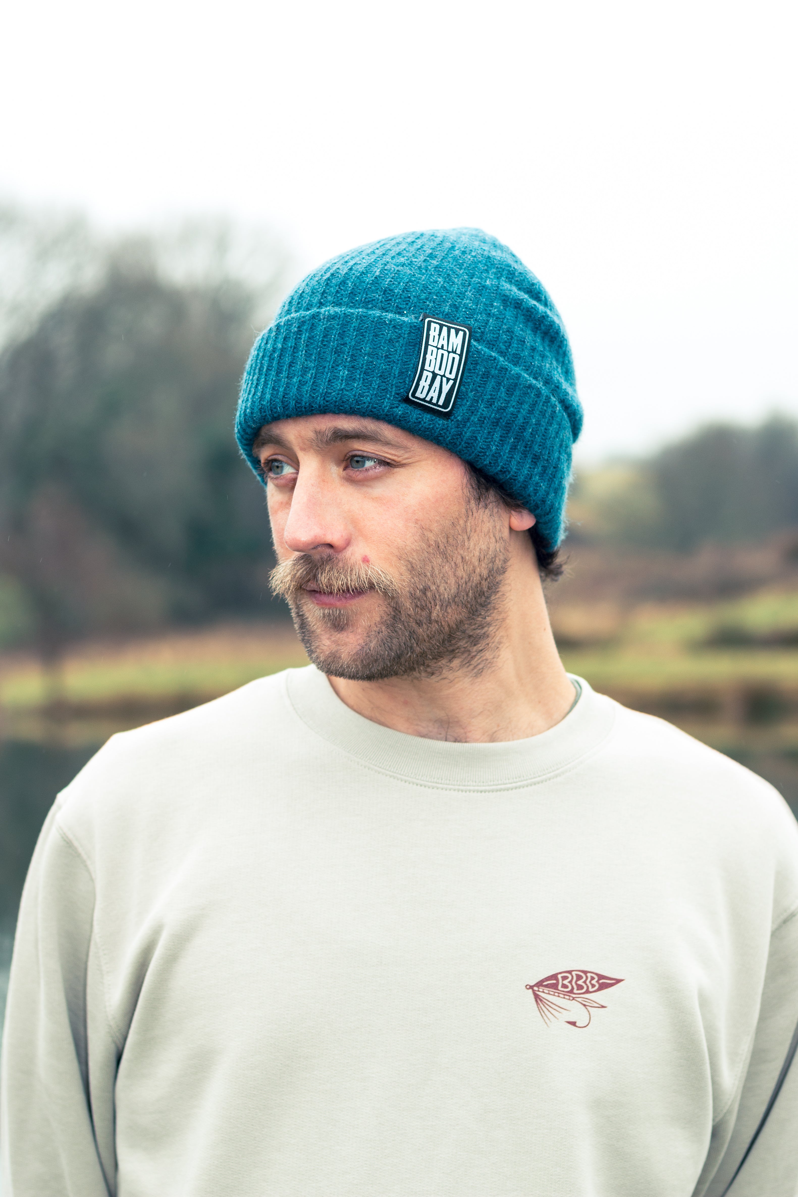 BamBooBay Fly Fisherman Crew Sweatshirt Stone