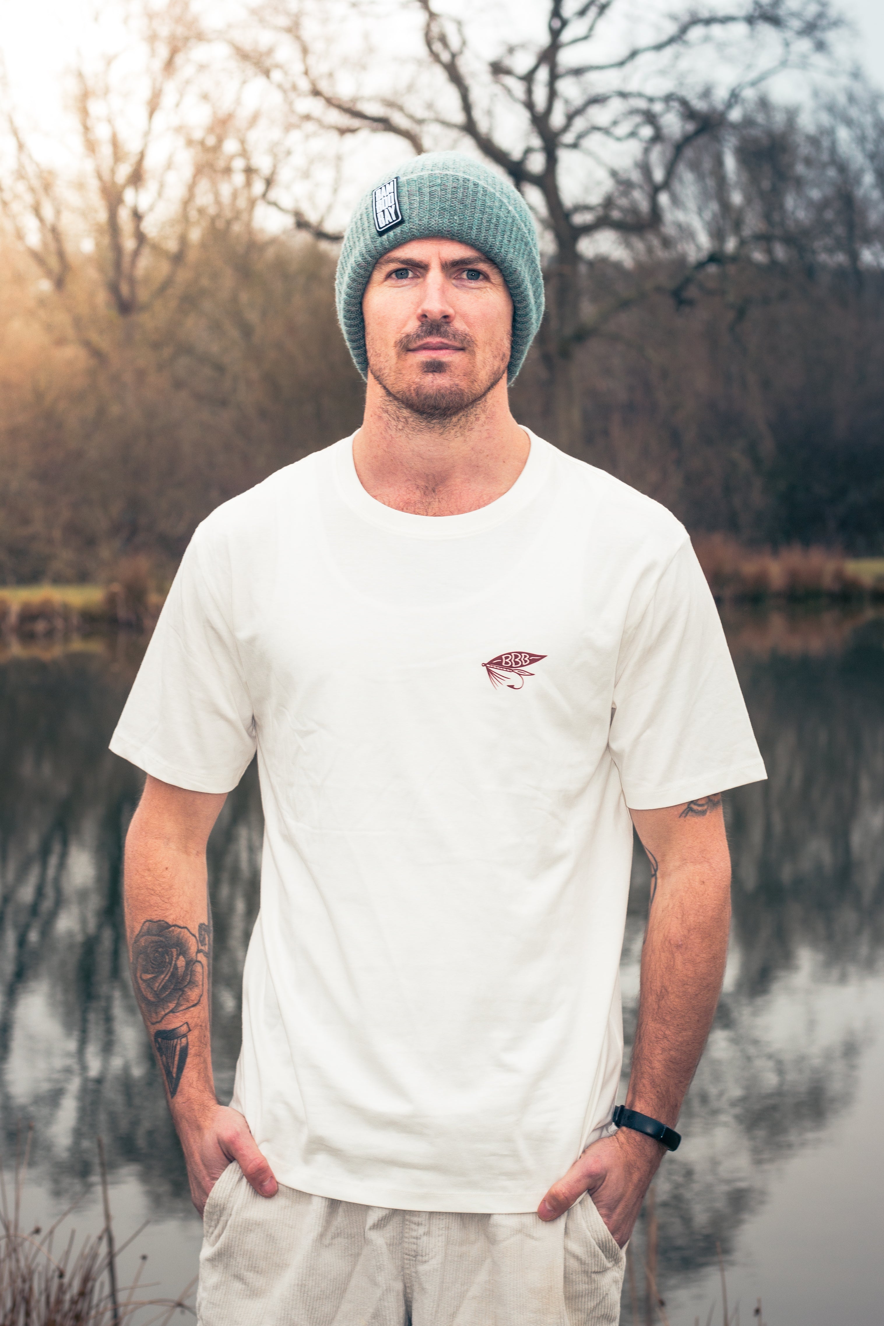 BamBooBay Fly Fisherman T-Shirt Faded White