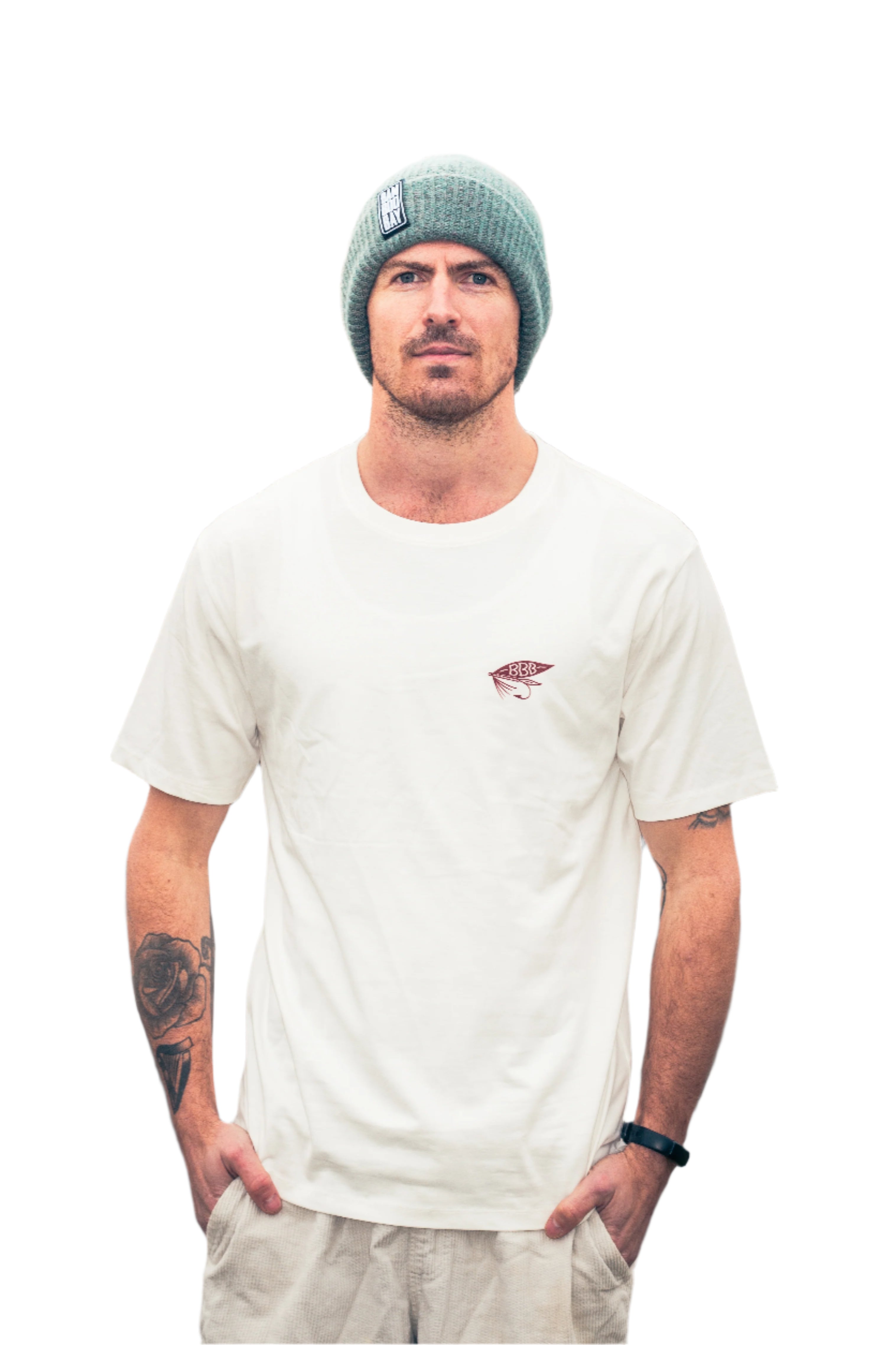BamBooBay Fly Fisherman T-Shirt Faded White