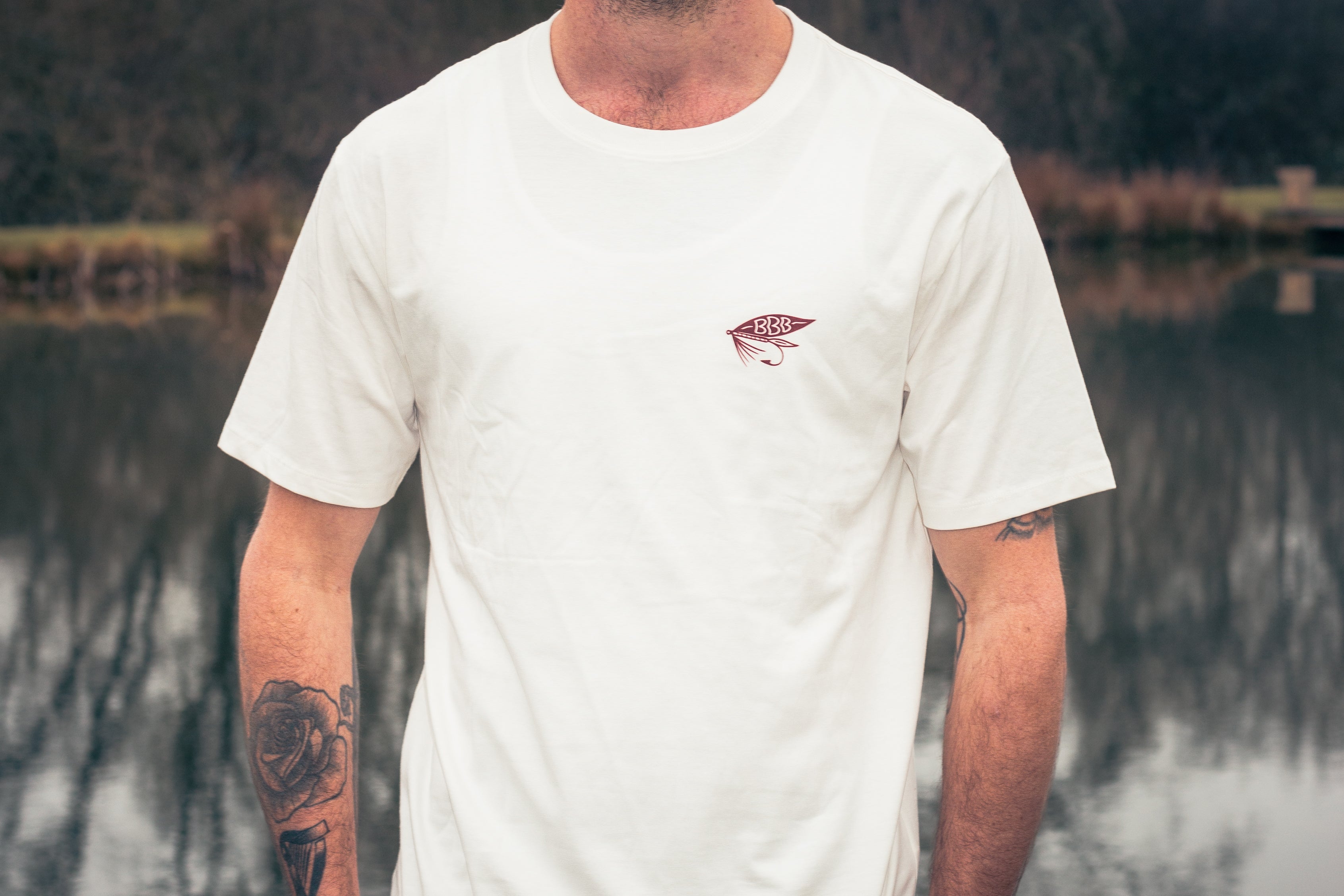 BamBooBay Fly Fisherman T-Shirt Faded White