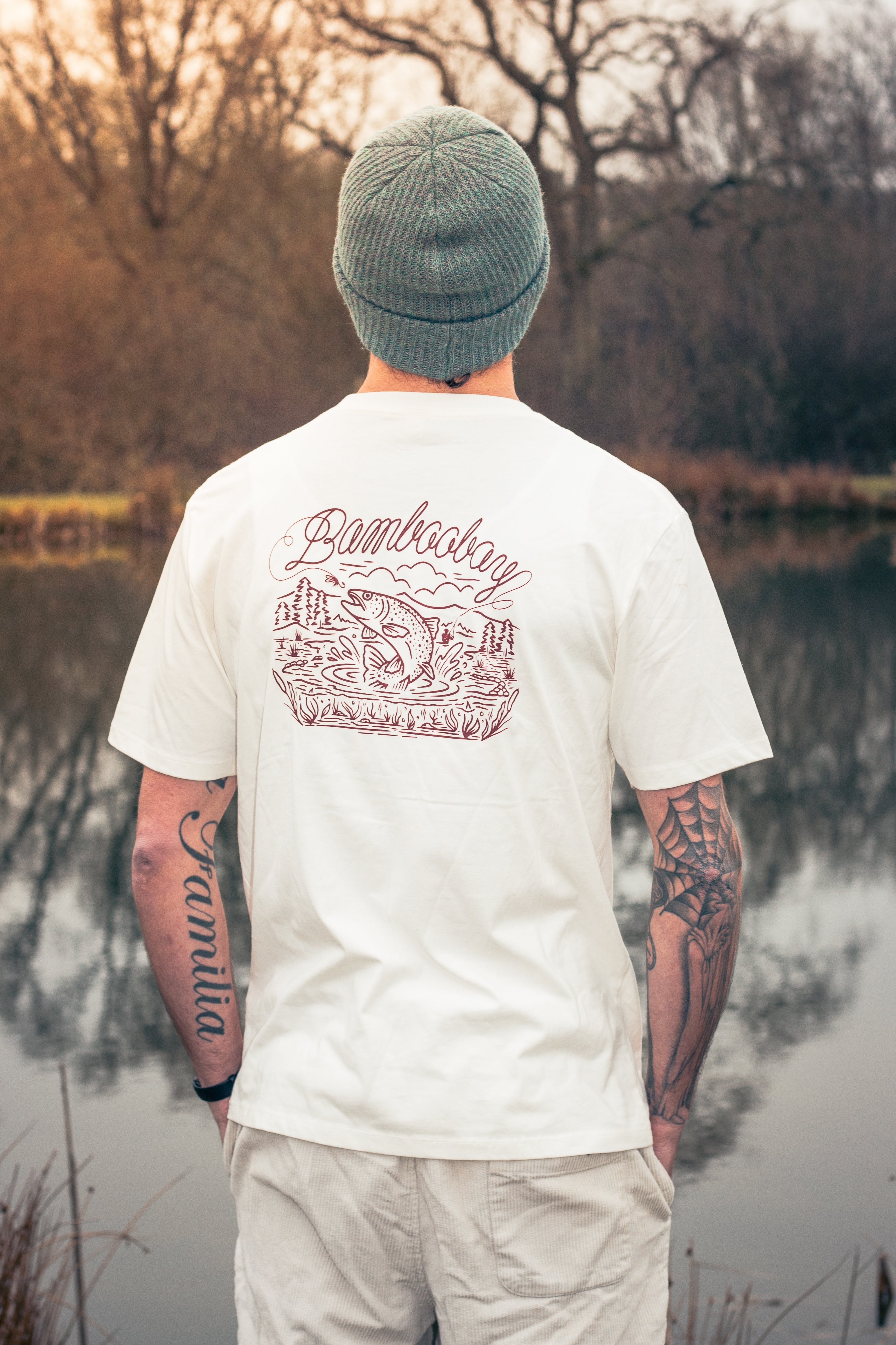 BamBooBay Fly Fisherman T-Shirt Faded White