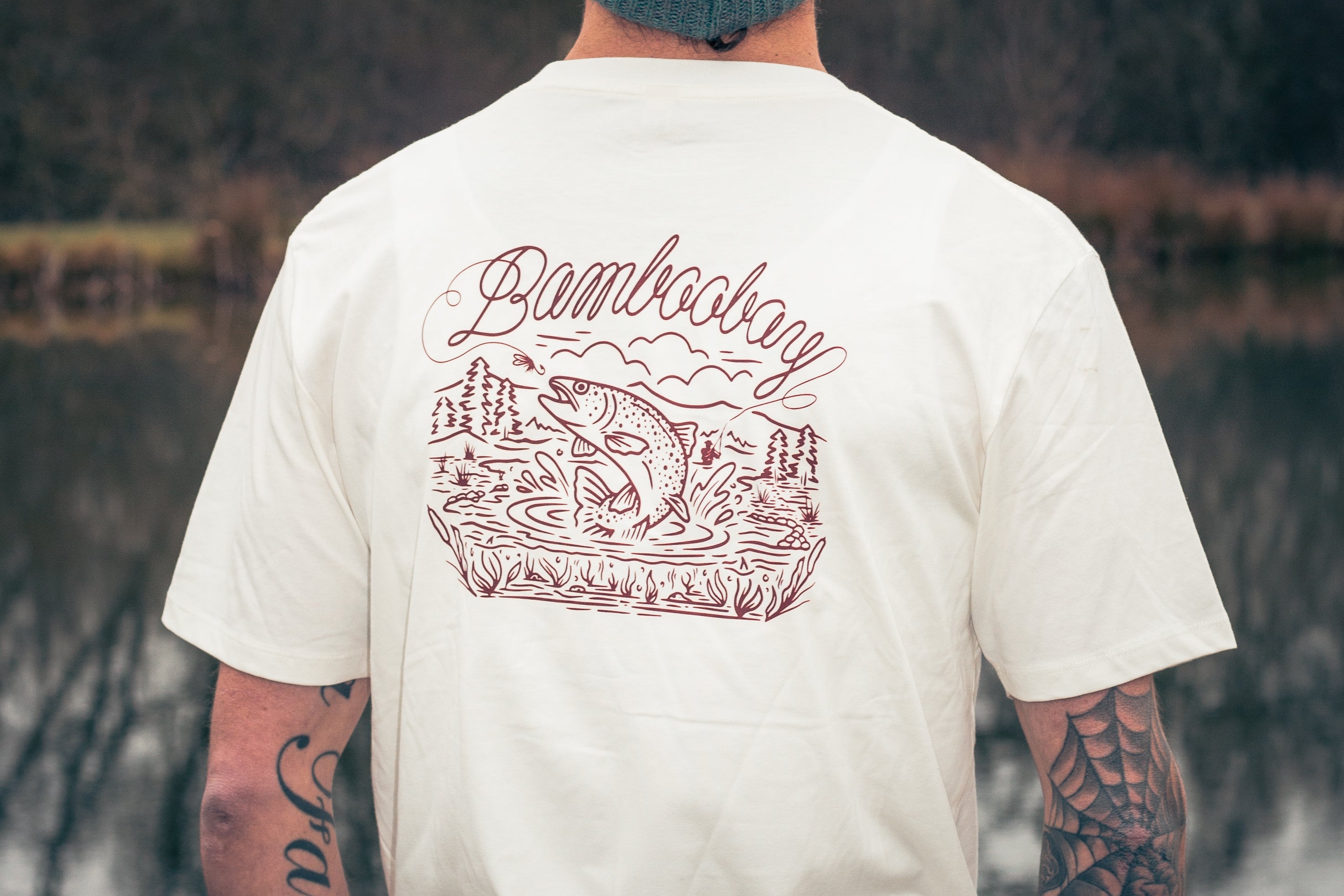 BamBooBay Fly Fisherman T-Shirt Faded White