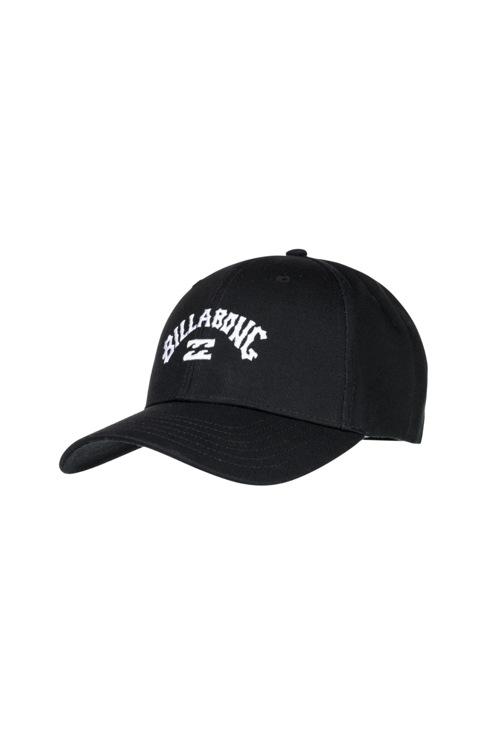 Black cap with a white embroidered Billabong arch logo on the front