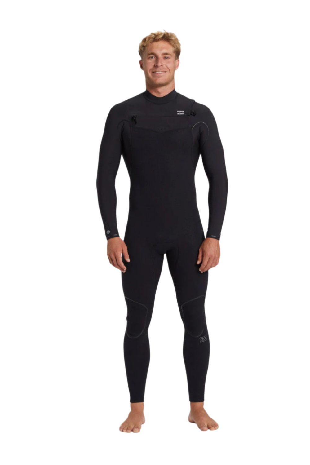 Man wearing a Billabong Furnace Natural 4/3mm Wetsuit with a chest zip in Black