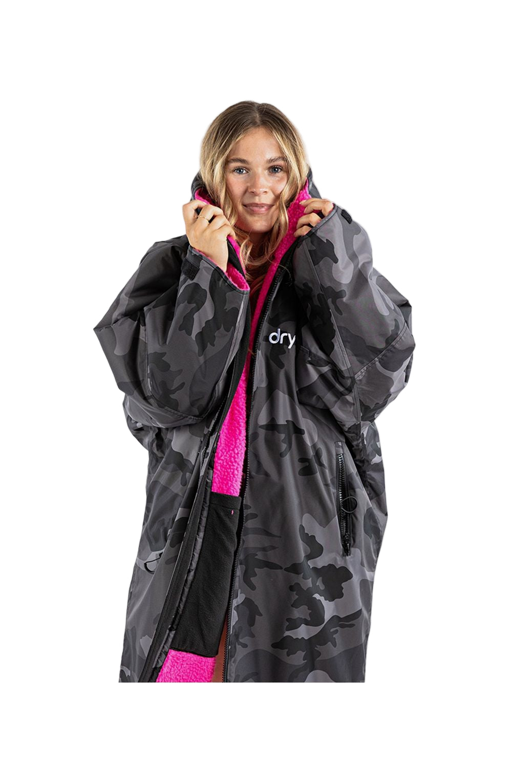 Dryrobe Advance Adult Long Sleeve Black Camo/Pink