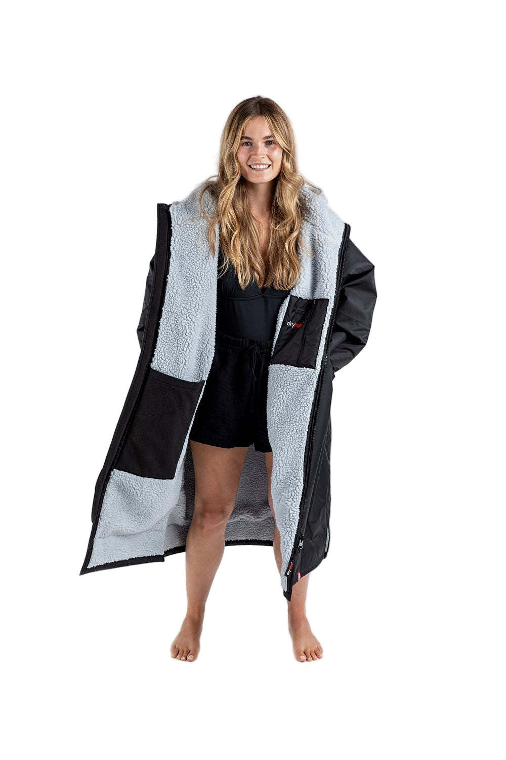 Dryrobe Adults Advance Long Sleeve Changing Robe Black/Grey