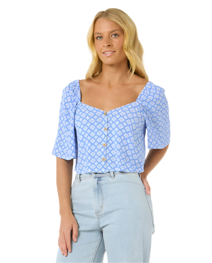 Rip Curl San Carlos Button Through Top Blue