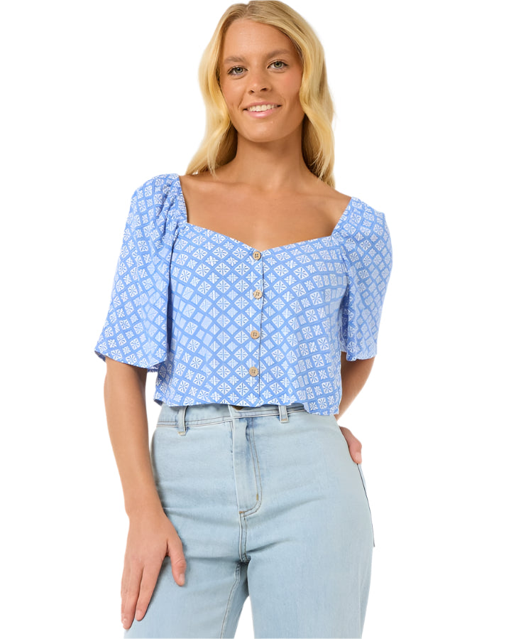 Rip Curl San Carlos Button Through Top Blue