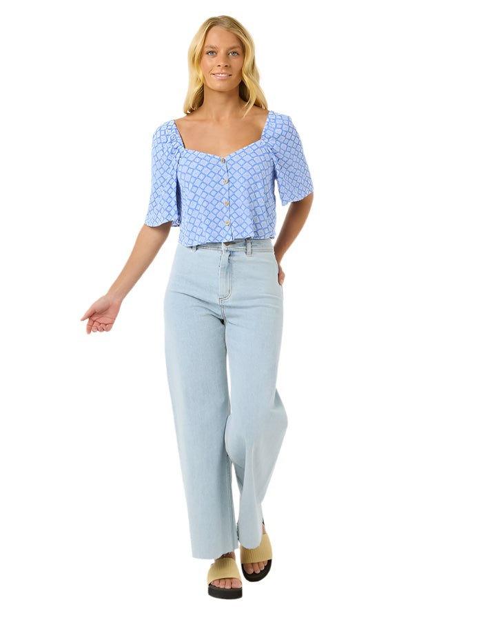 Rip Curl San Carlos Button Through Top Blue