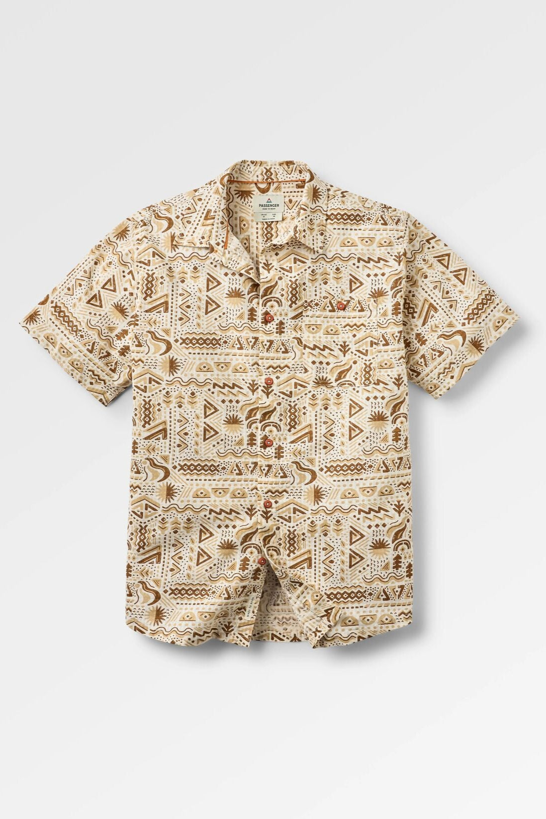 Passenger Chill Textured Organic Cotton Short Sleeve Shirt Elemental Geo Birch