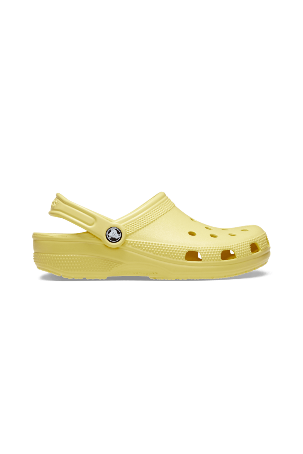 Yellow clog shoe on a white background