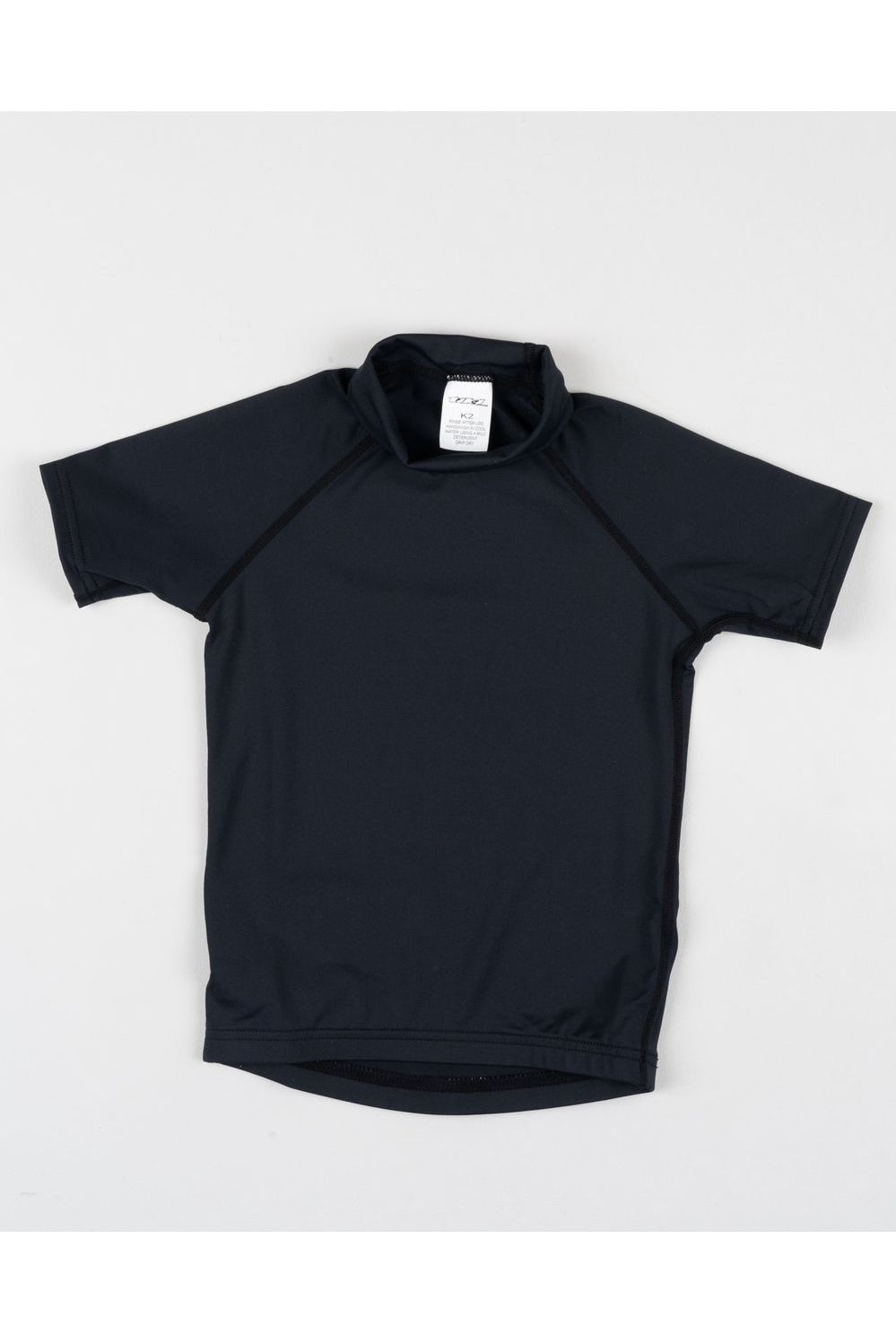 Kids S/S F/L Rash Vest - No Logo - Black