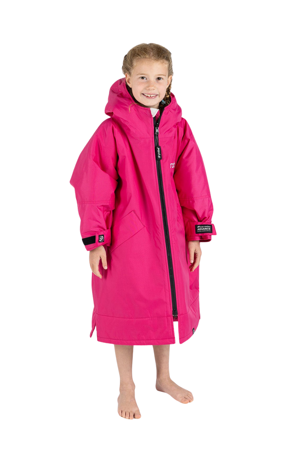 Girl wearing a pink long sleeved Dryrobe