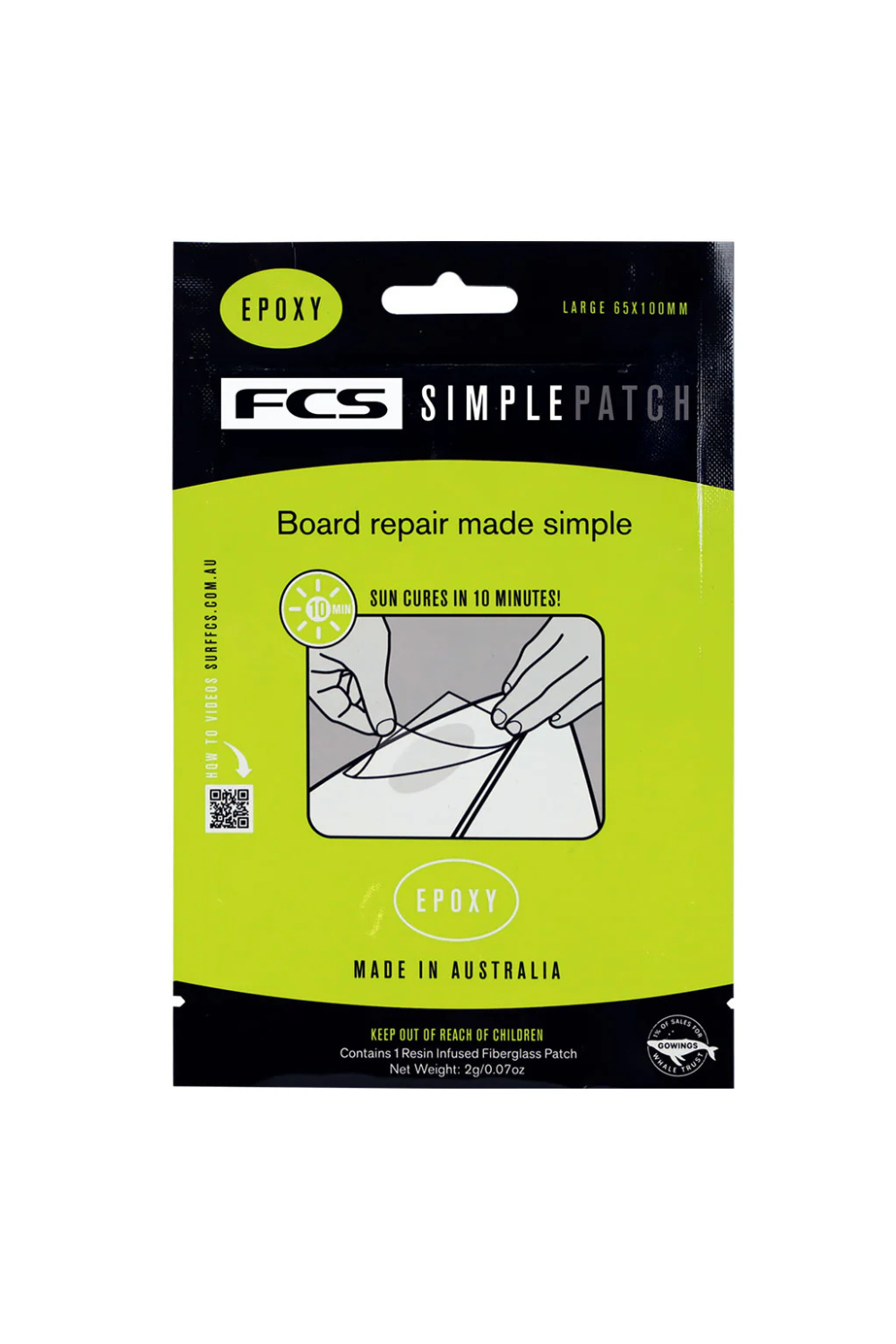 FCS Simple Patch packaging with green and black design on a white background