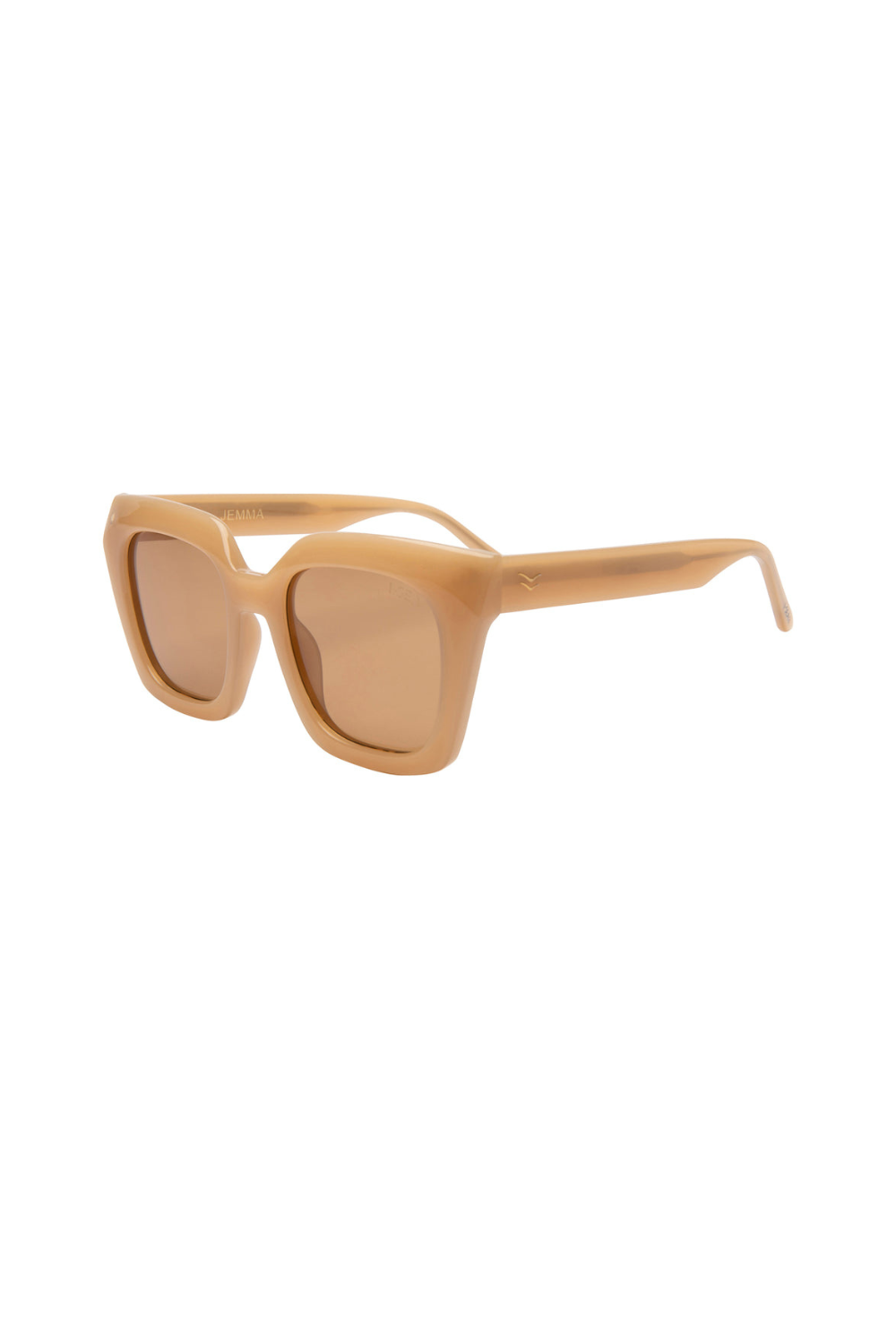Beige sunglasses on a white background