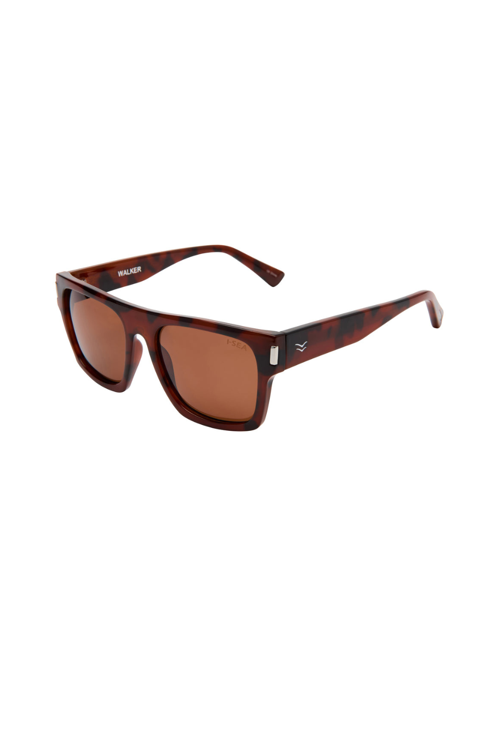 Sunglasses with brown frame and lenses on a white background