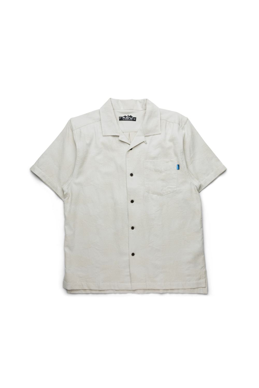 Beige short-sleeve shirt on a white background