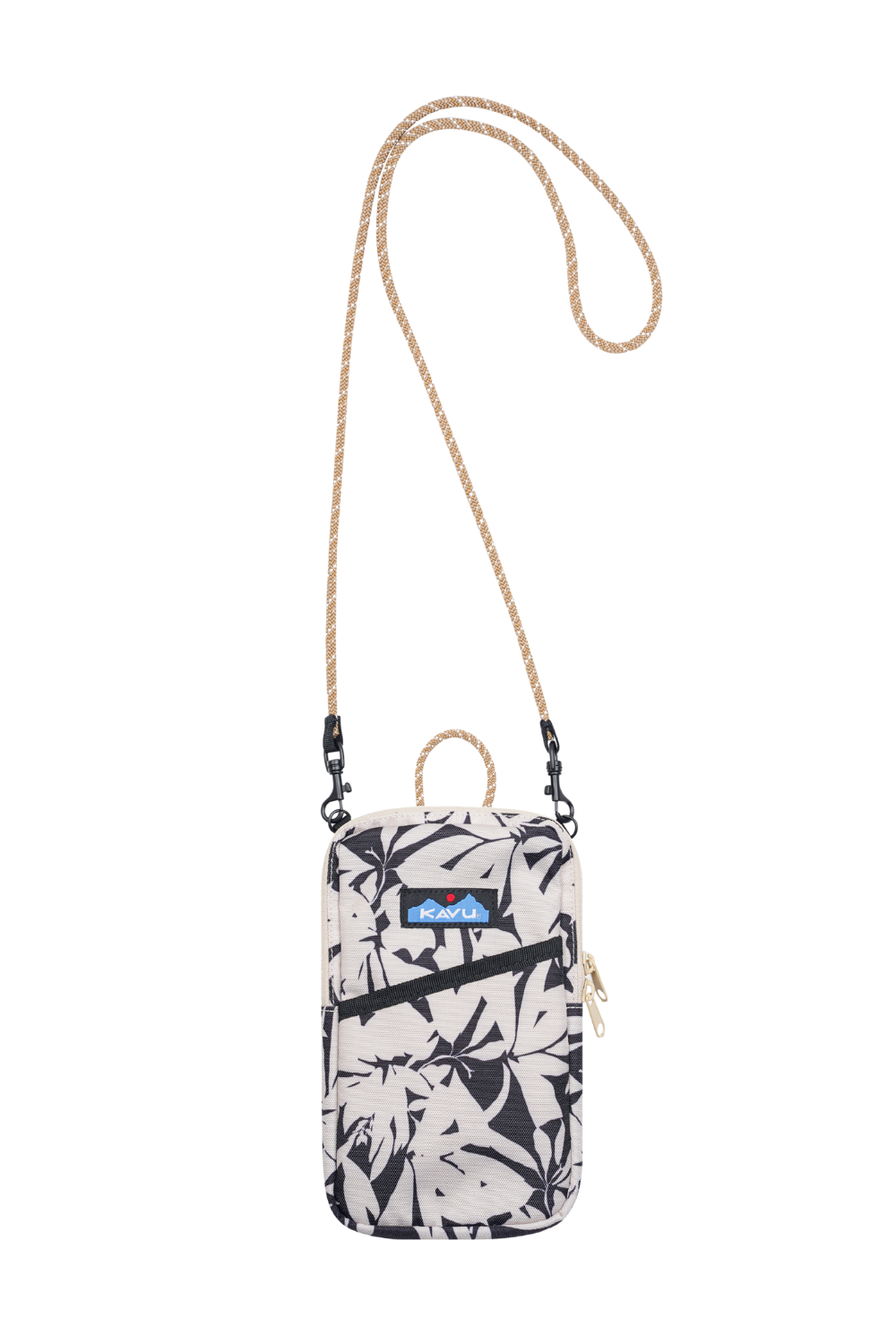 Small crossbody bag in black and white leafy pattern