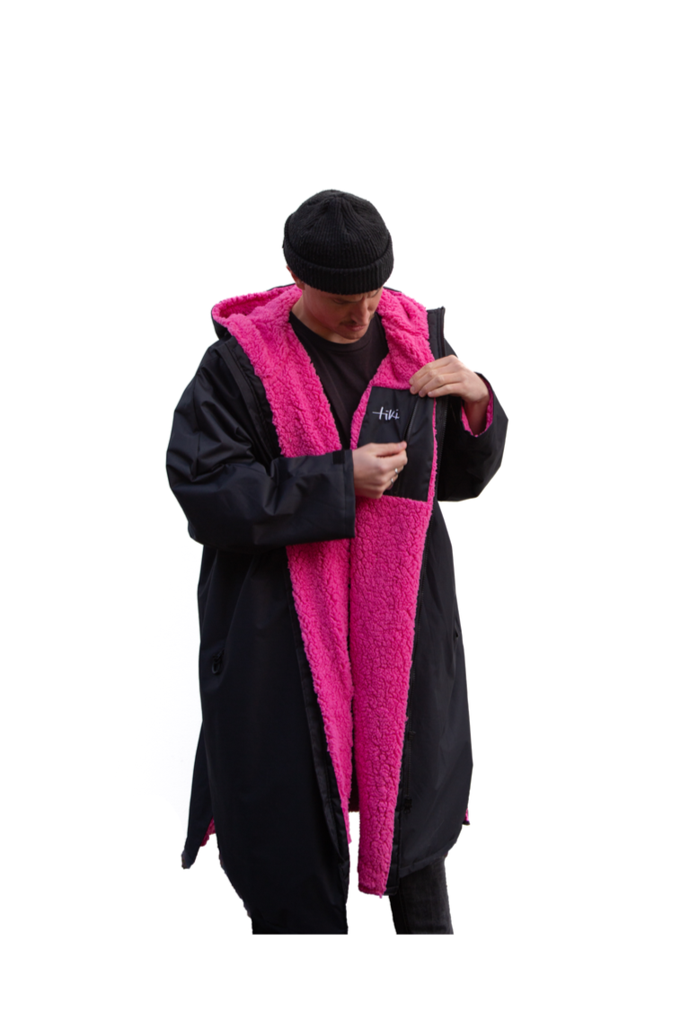 Tiki Tech Robe Black With Pink Lining