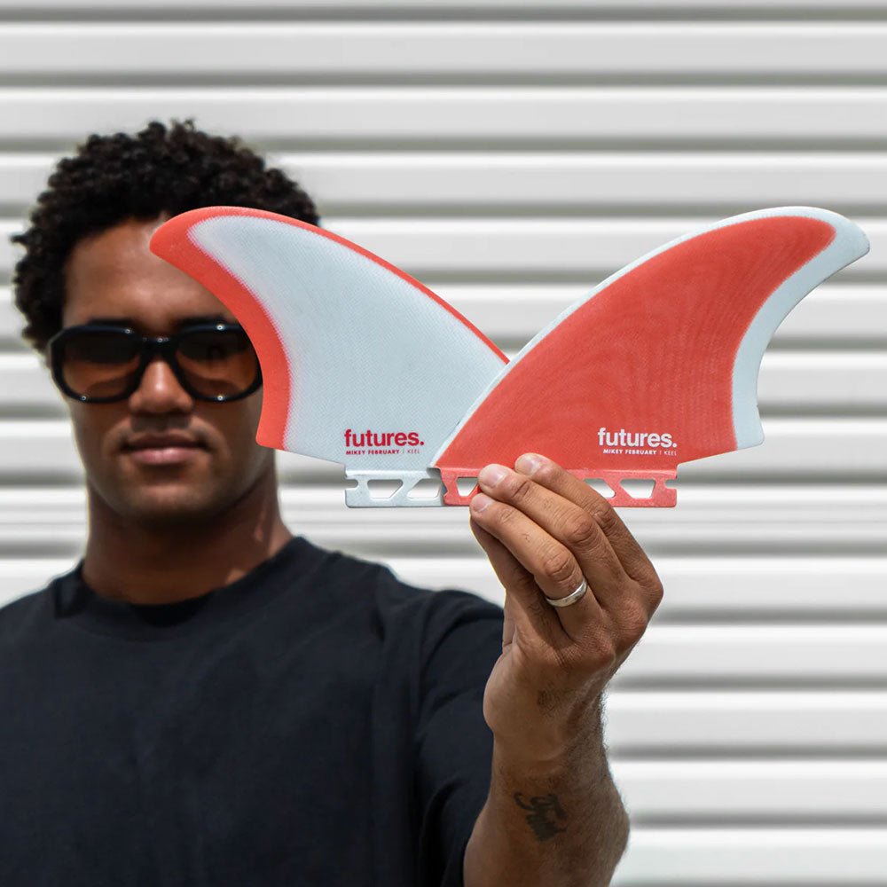 Futures Mikey February Keel Fiberglass Fins Red/Grey