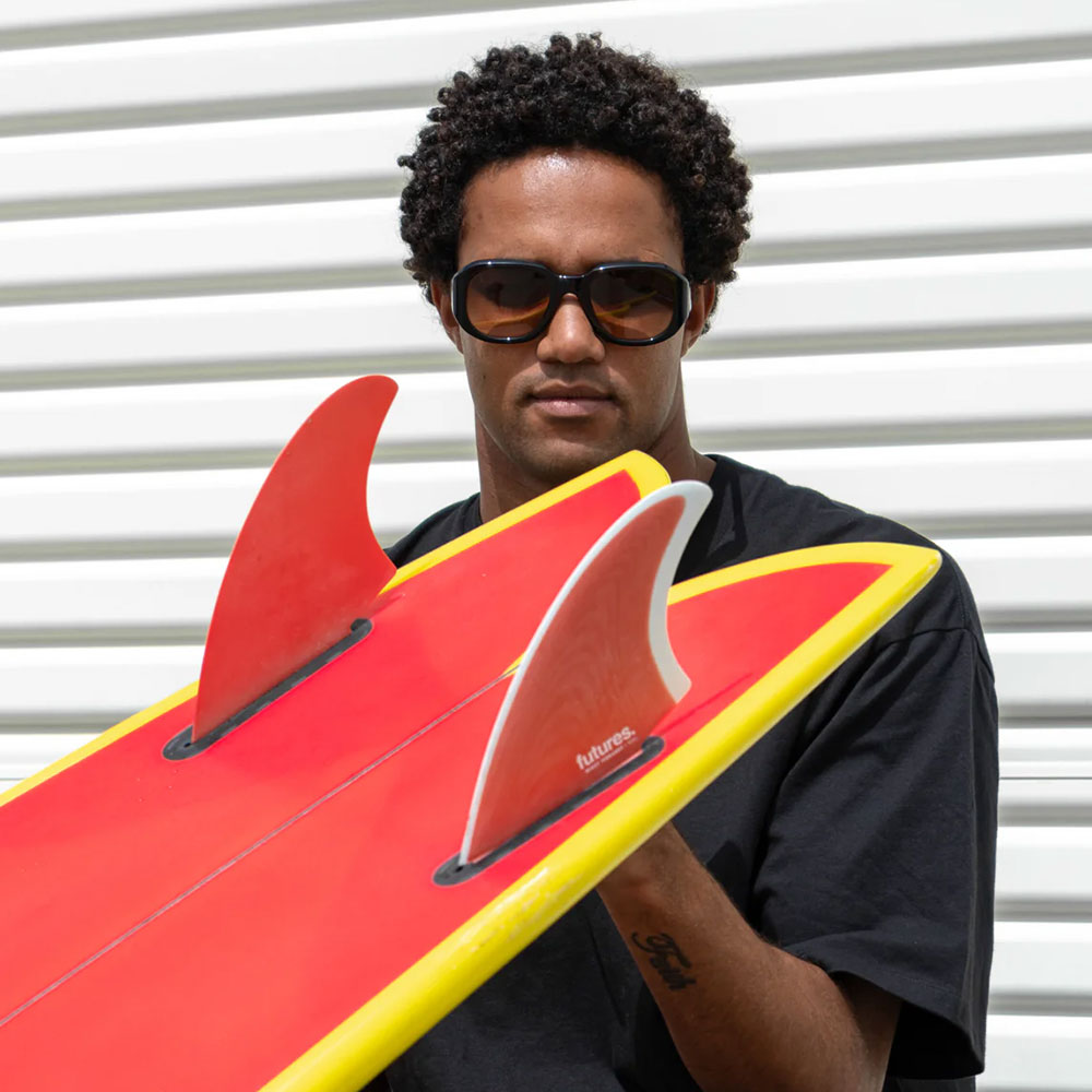Futures Mikey February Keel Fiberglass Fins Red/Grey
