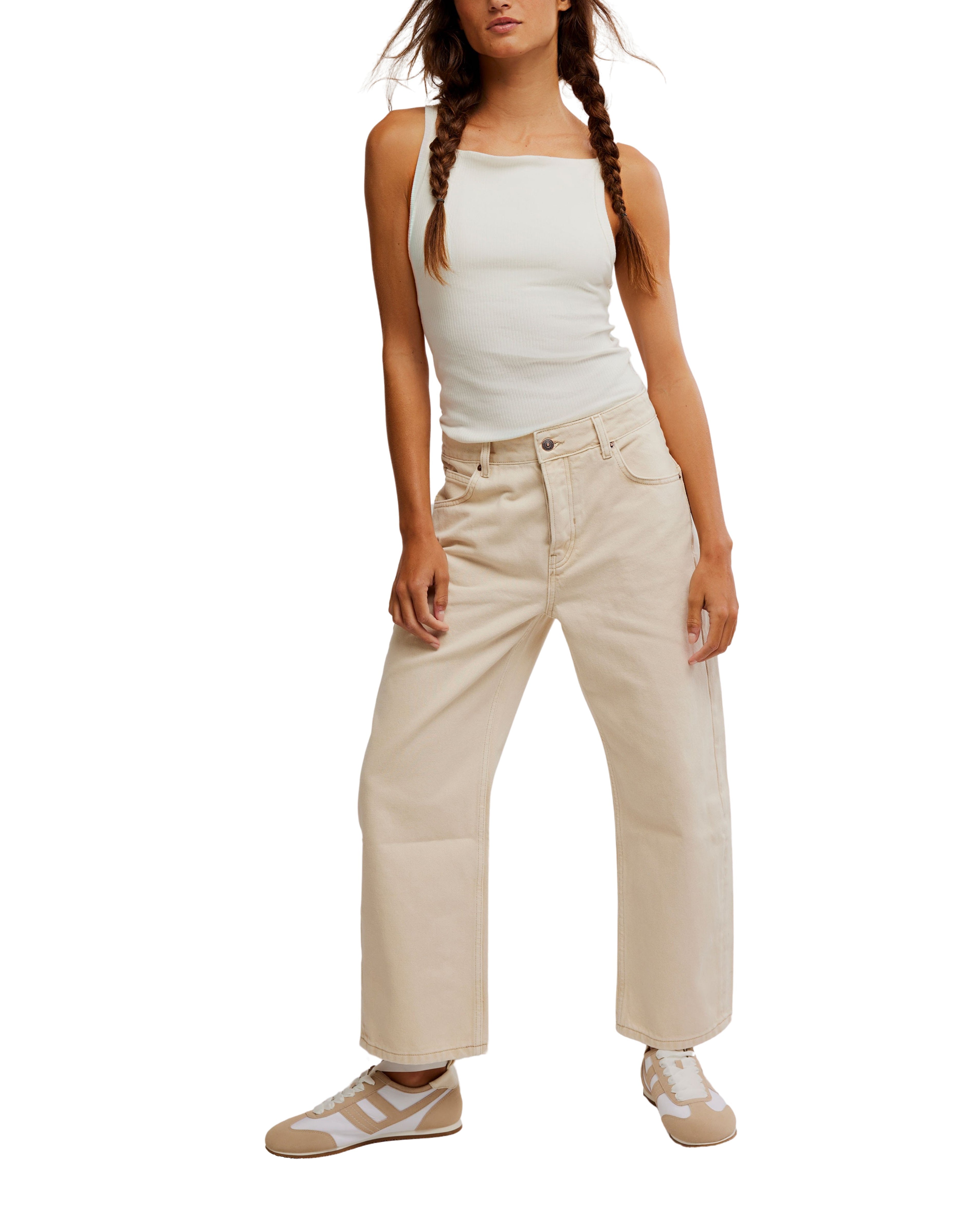 Free people Deep Trance Dropped BF Jeans Cream