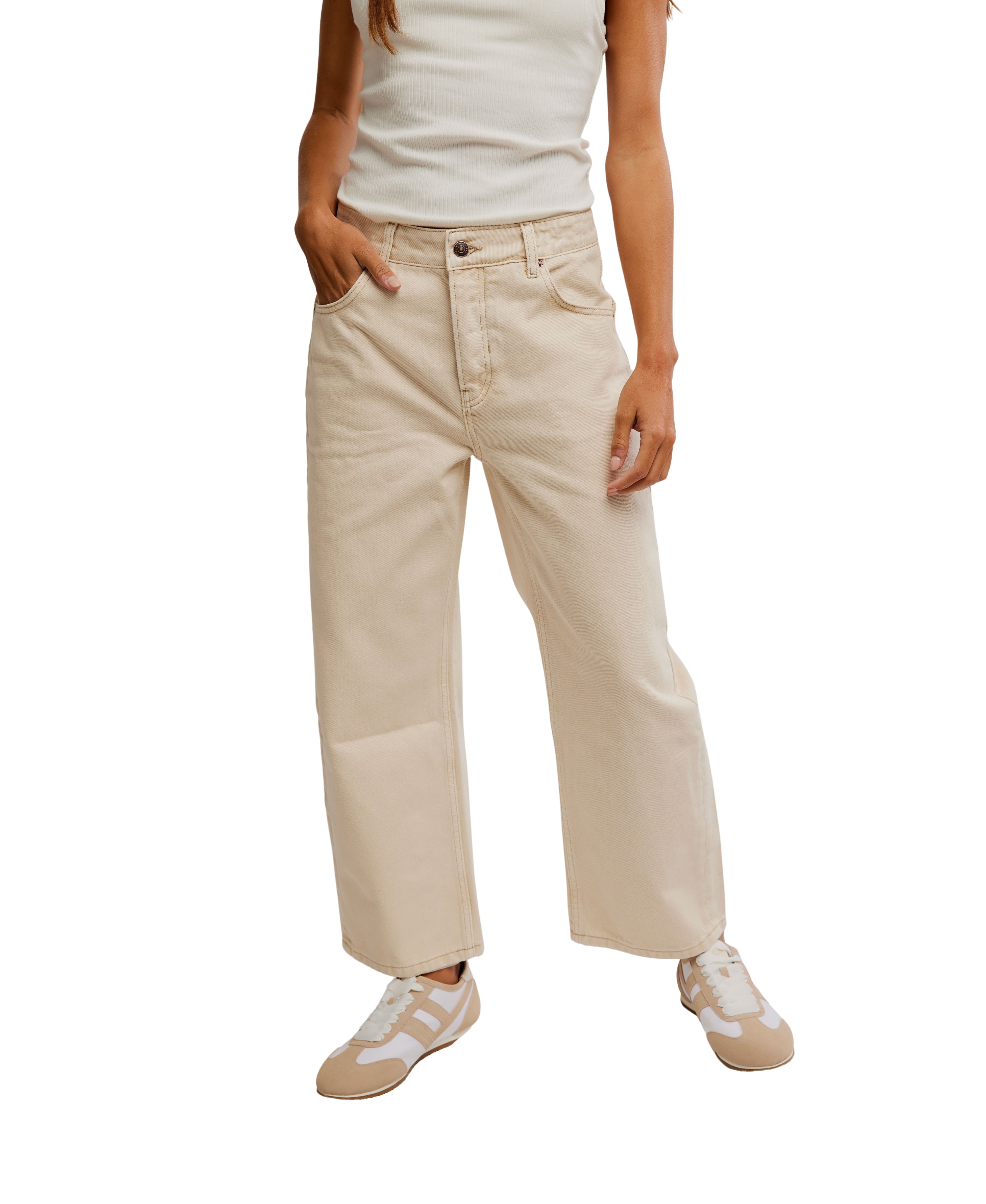 Free people Deep Trance Dropped BF Jeans Cream