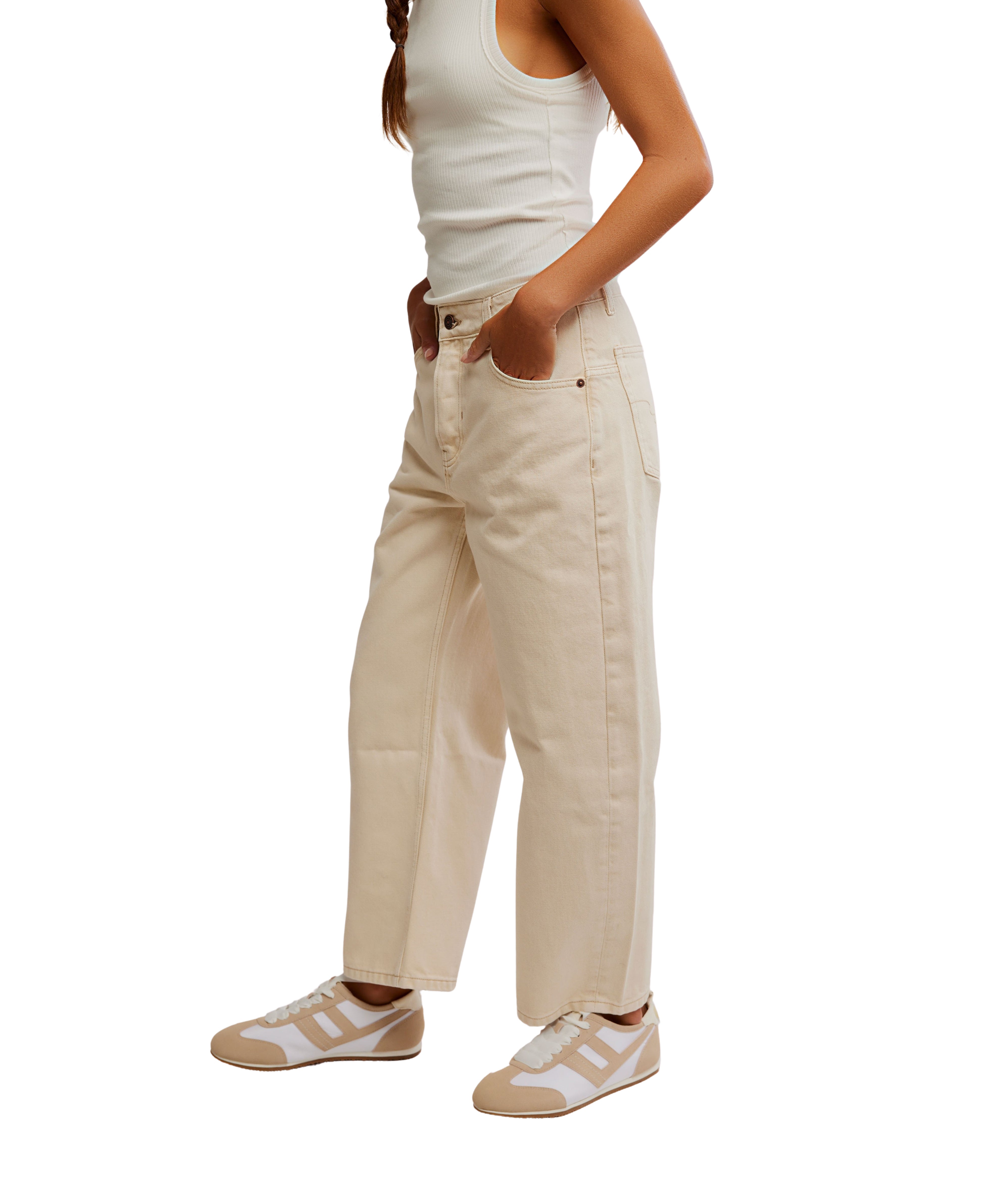 Free people Deep Trance Dropped BF Jeans Cream