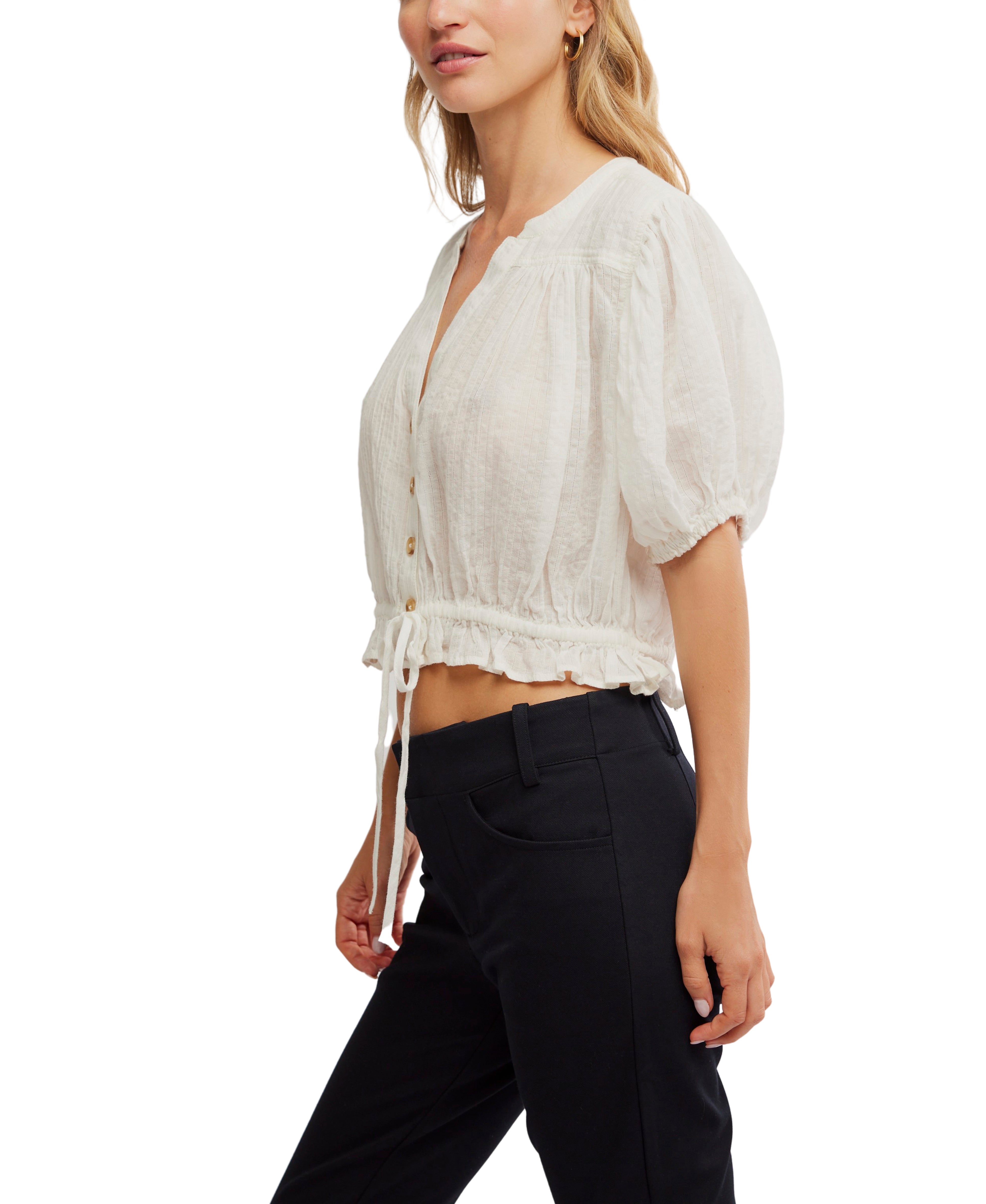 Free people Little Cloud Shirt Ivory Top