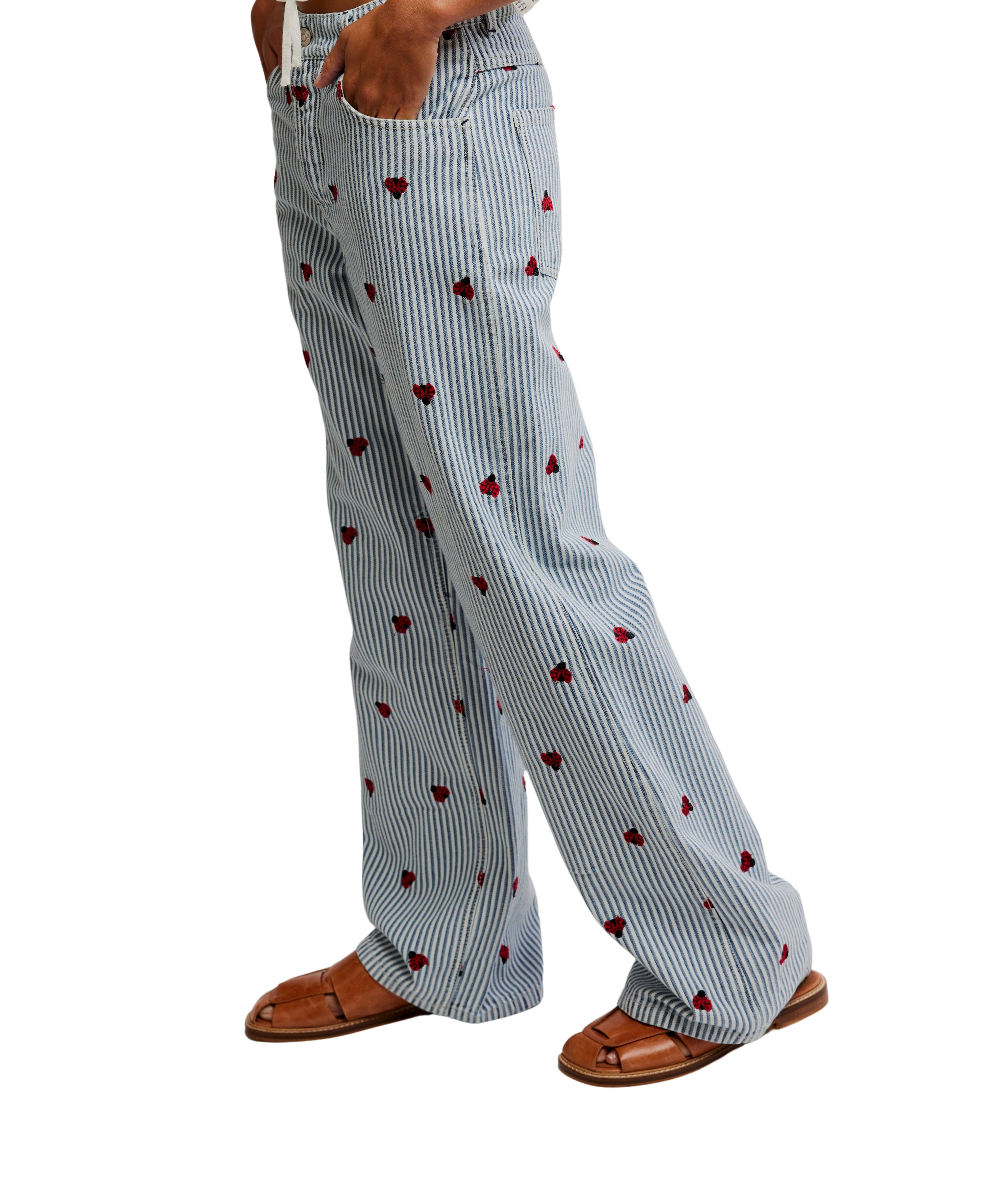 Free people Bugged Out Straight Leg Jeans Blue Combo