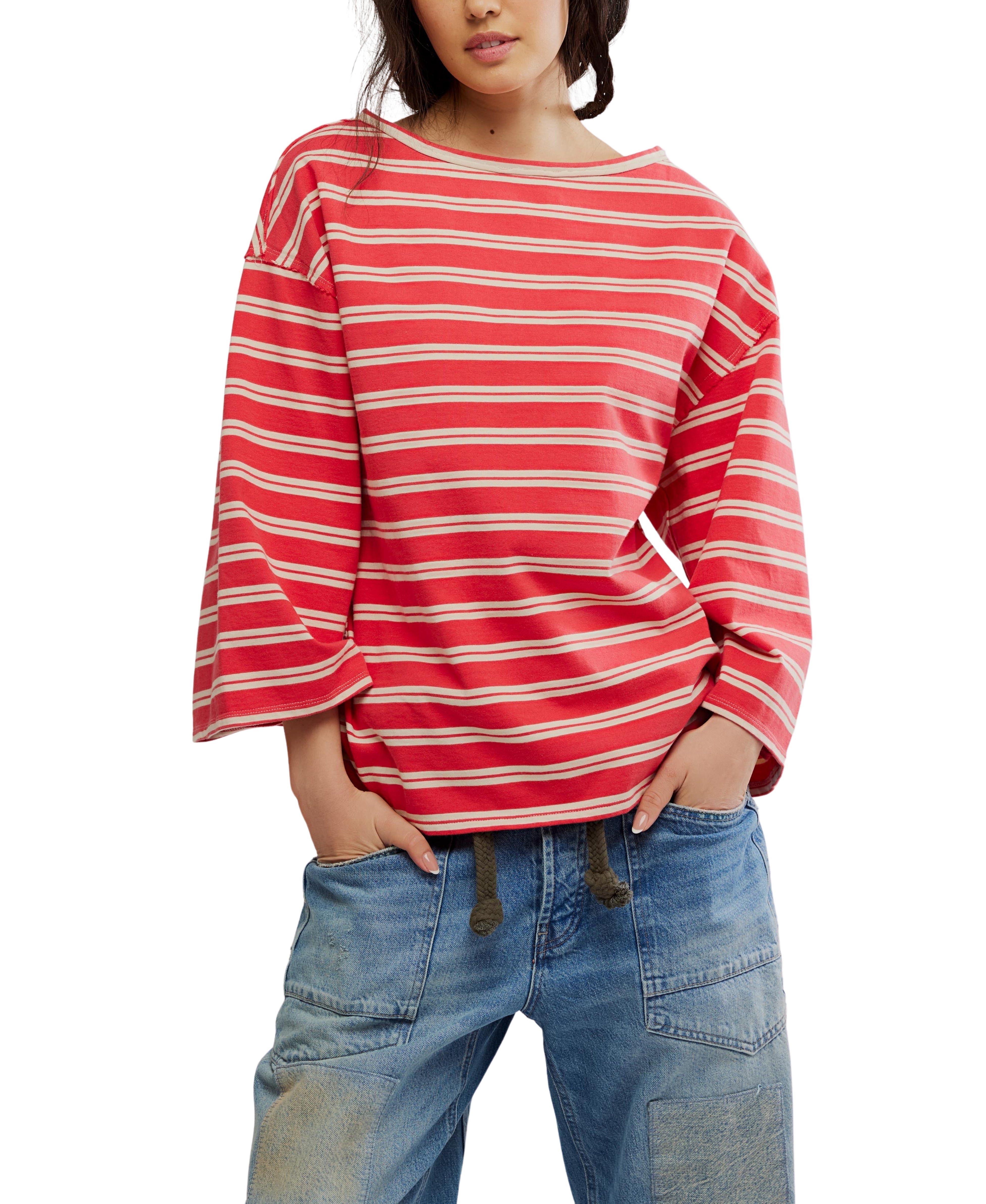 Free people Cest La Vie T-Shirt Red Combo