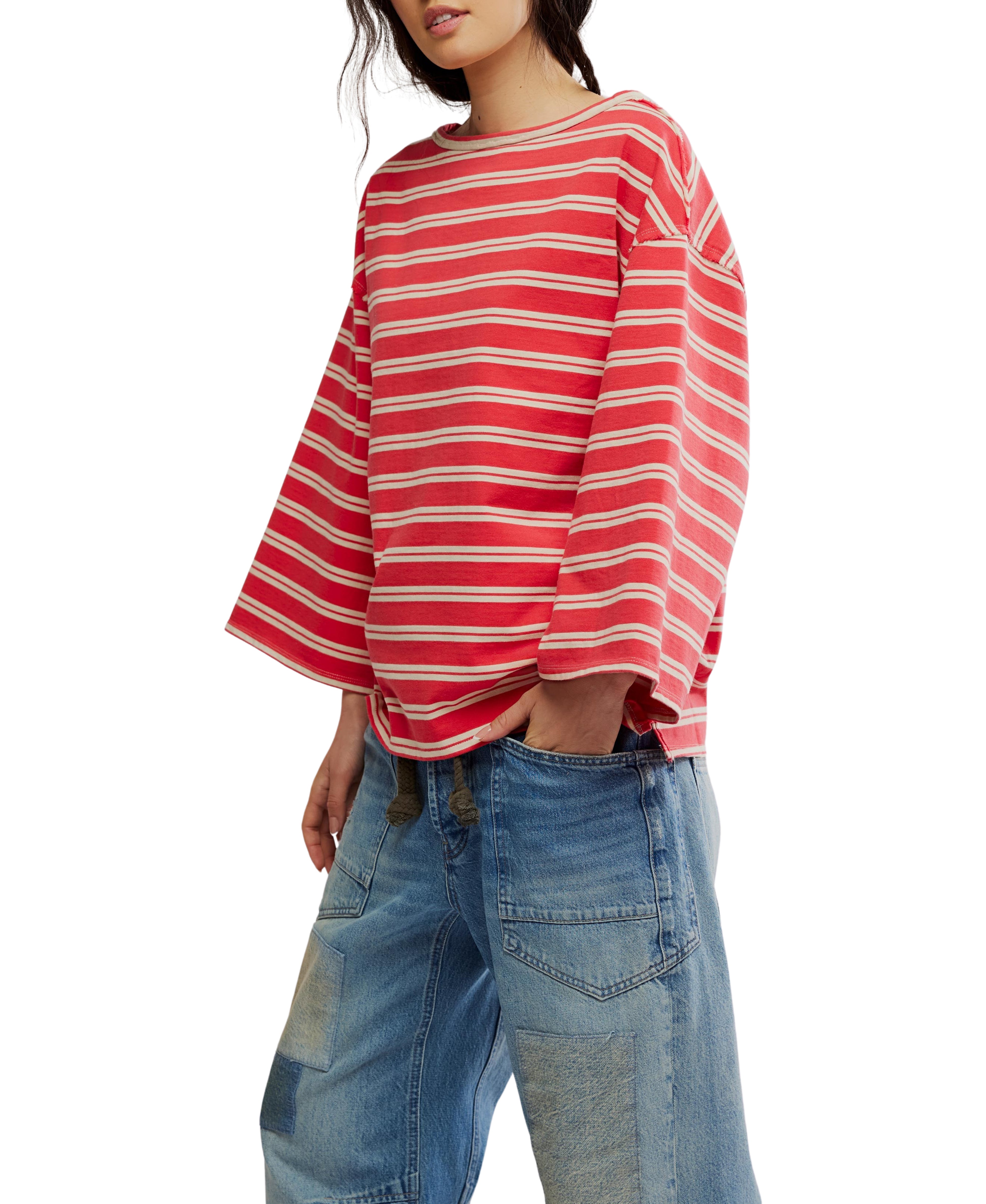 Free people Cest La Vie T-Shirt Red Combo