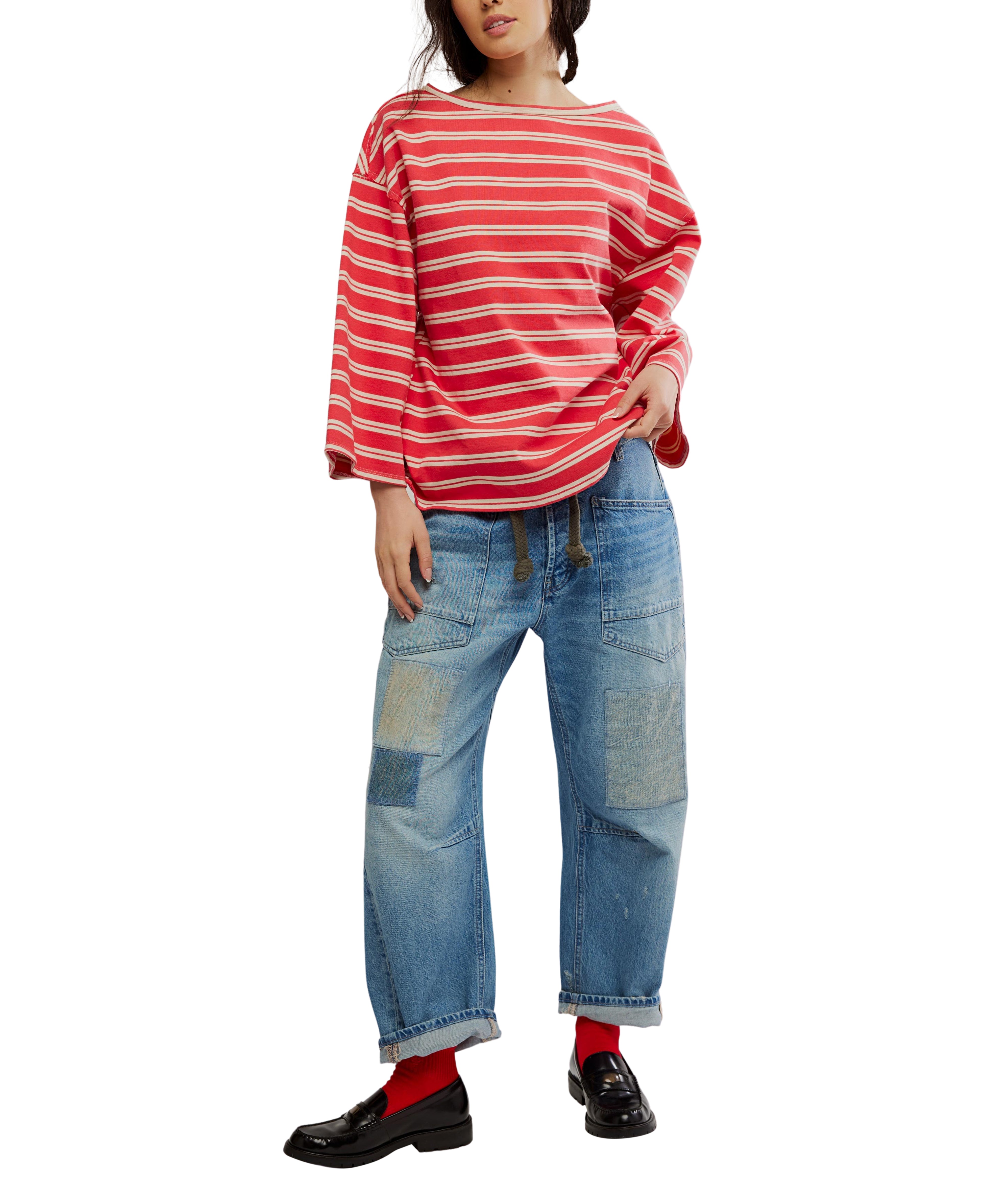 Free people Cest La Vie T-Shirt Red Combo