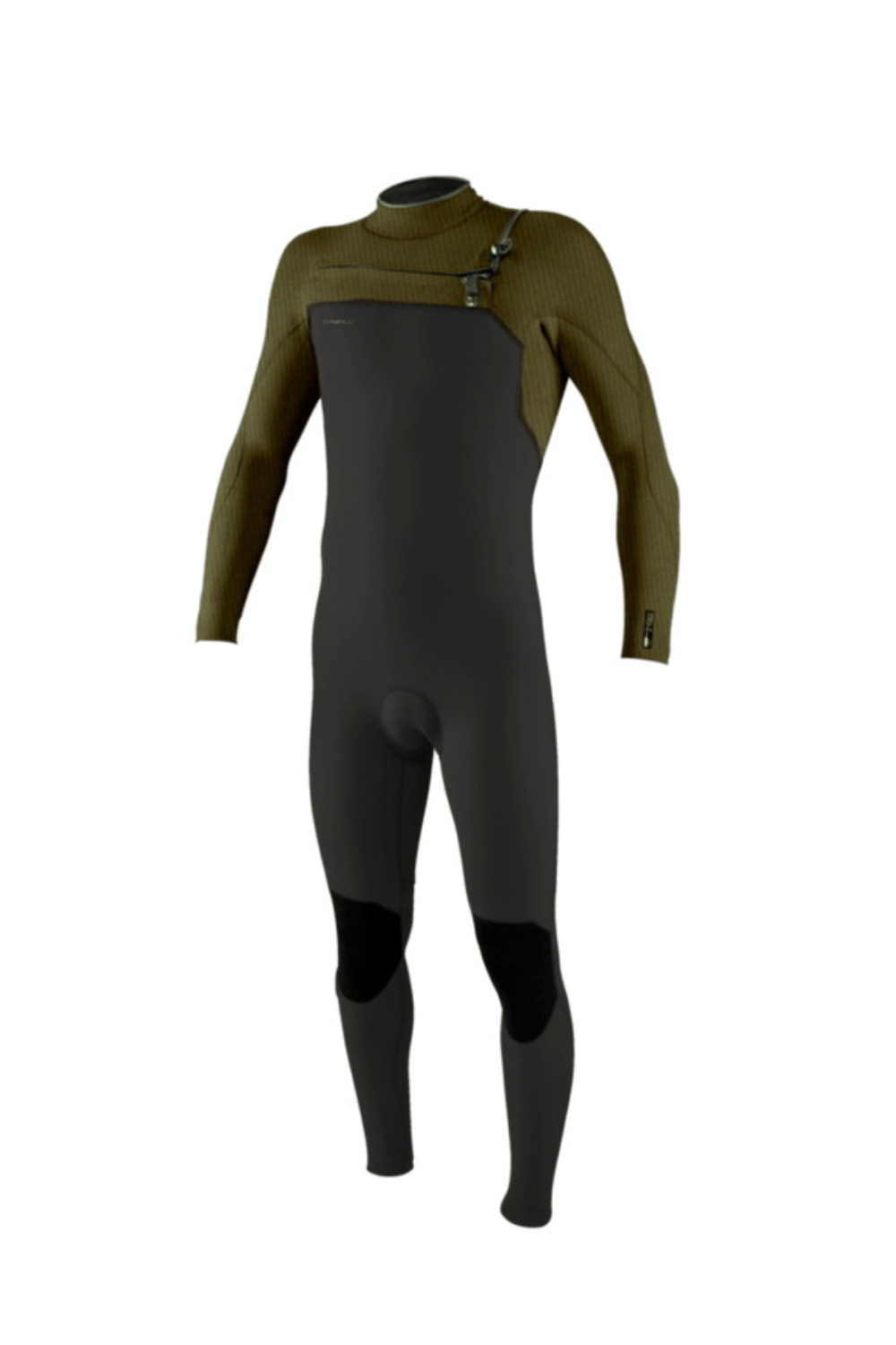 O'Neill Hyperfreak 3/2+ Mens Wetsuit with Chest Zip in dark green and black