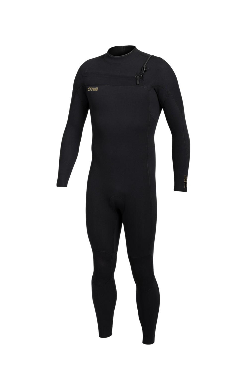 Black wetsuit with brand logo on a white background