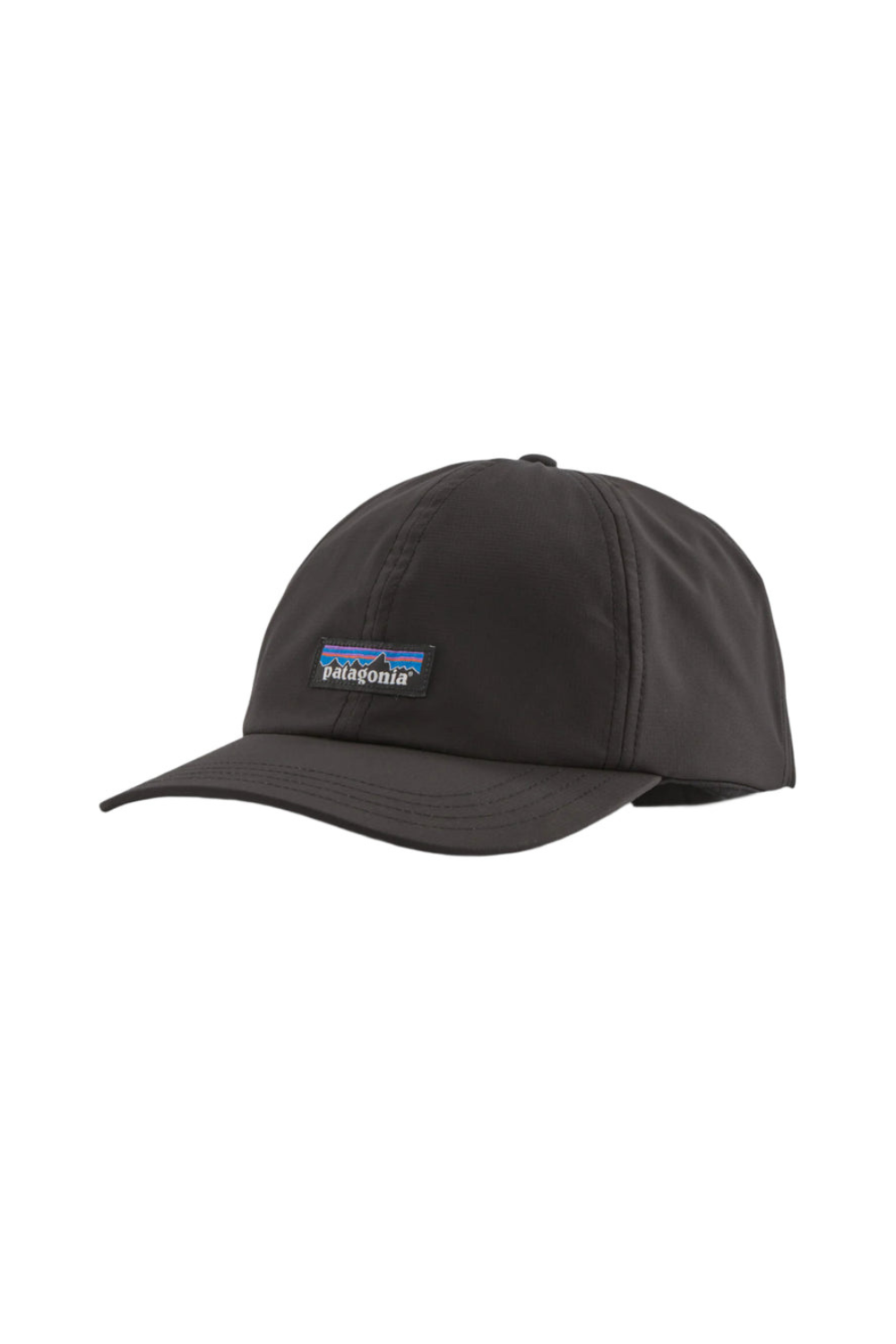 Black cap with Patagonia logo on a white background