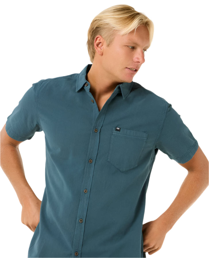 Rip Curl Classic Surf Washed Short Sleeve Shirt Pine Night