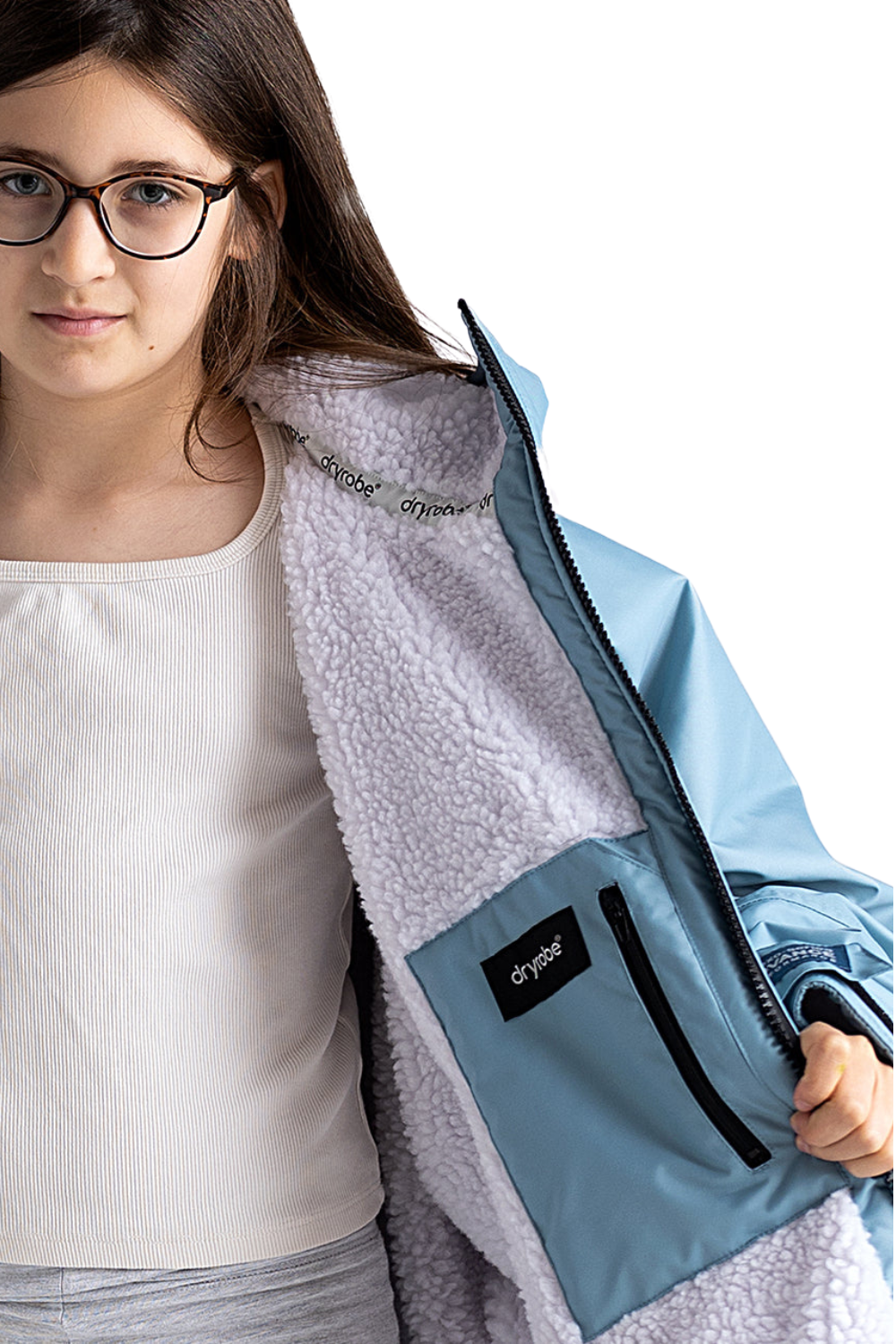 Dryrobe Advance Kids Long Sleeve Changing Robe Blue/Light Grey