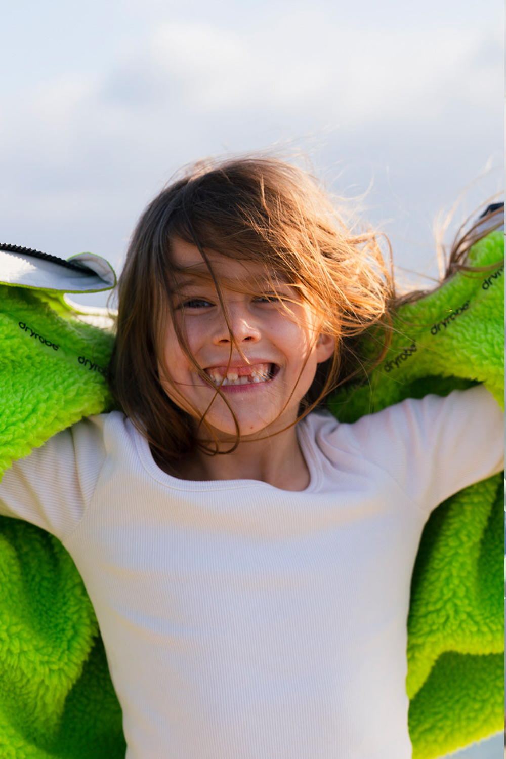 Dryrobe Advance Kids Long Sleeve Changing Robe Anthracite/Lime