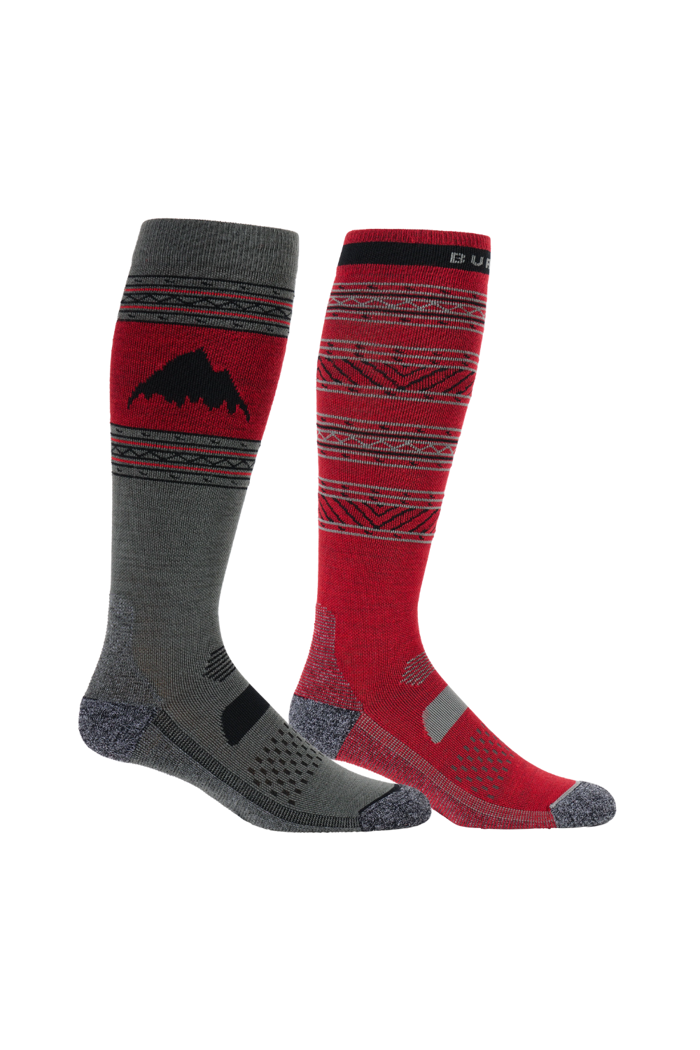 Burton Performance Mens Lightweight Ski Socks 2 Pack Geranium Red