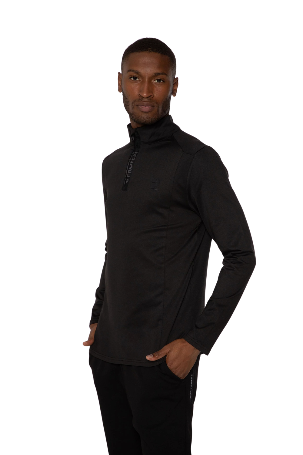 Protest Rewill Mens 1/4 Zip Mid Layer Top True Black